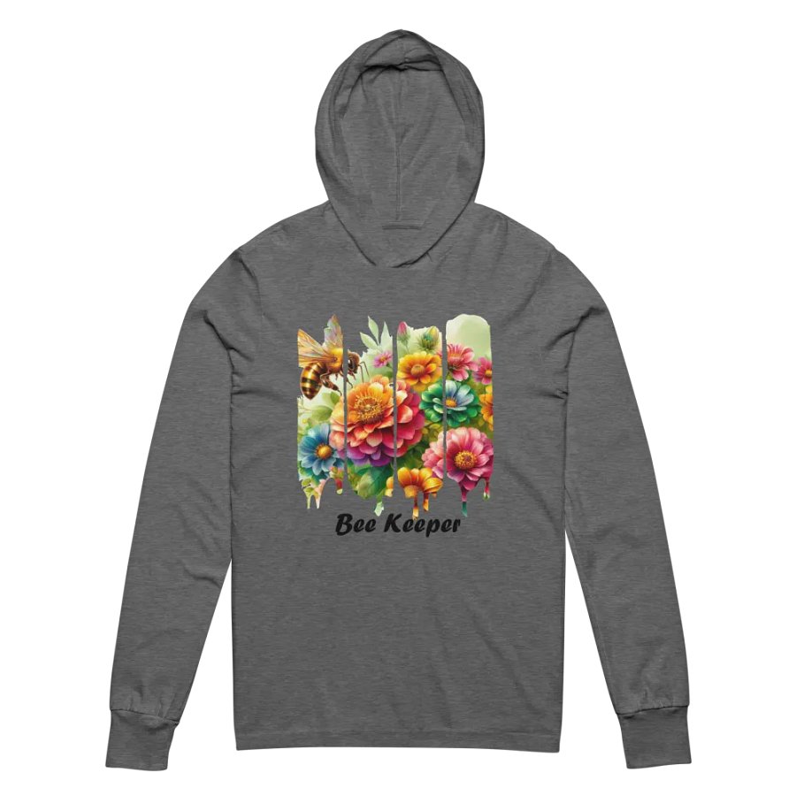 Bee Keeper Floral Long Sleeve Hooded Tee | Beekeeper Gift | Boho Bee | Whimsical Nature Designed Tee product image (3)