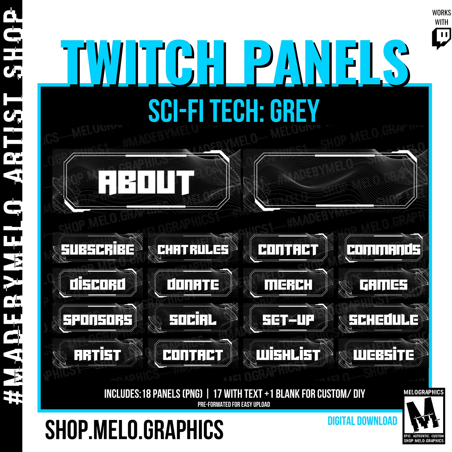 Sci-Fi Tech Grey - Twitch Panels (18) | #MadeByMELO product image (1)