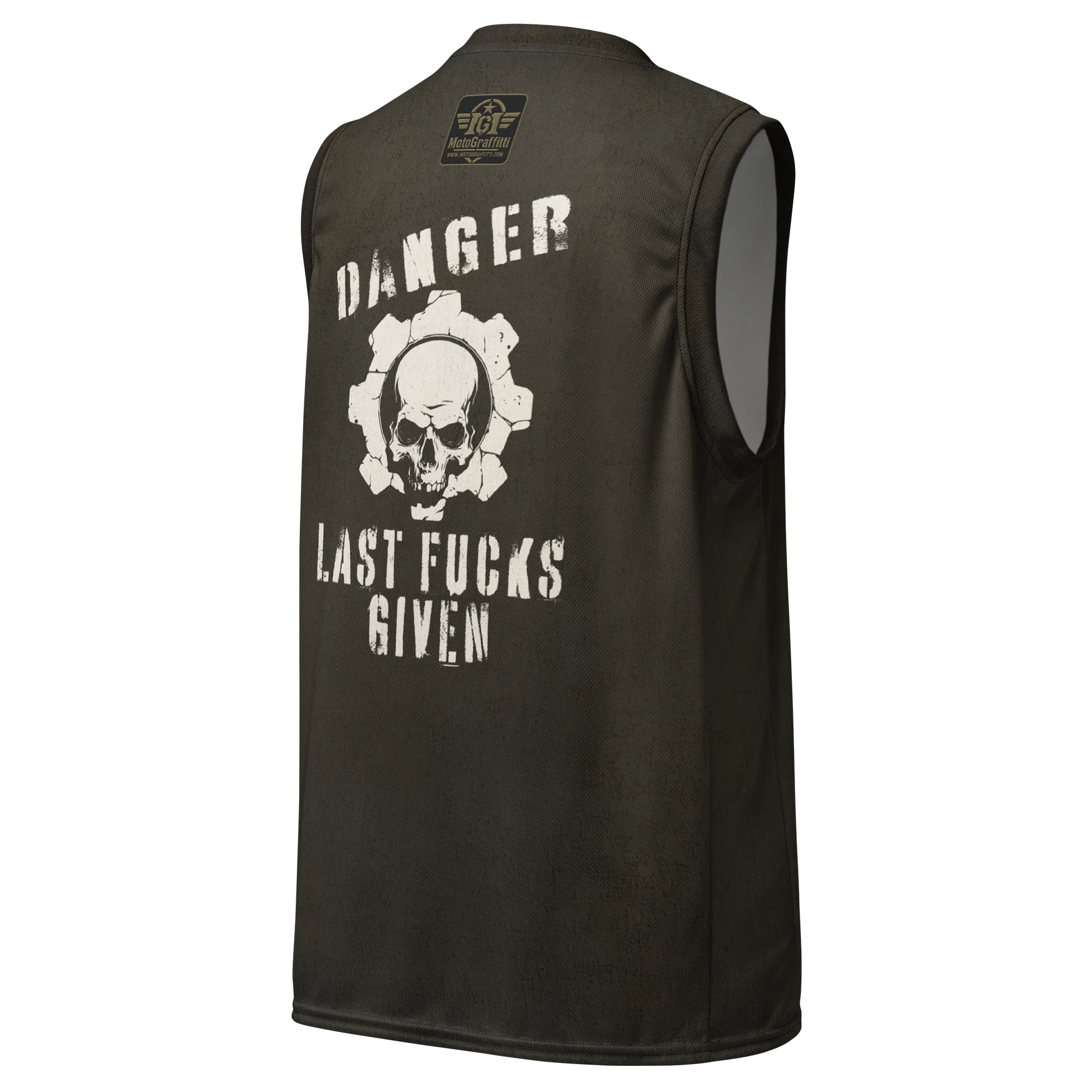 Last Fucks Given Biker Black Distressed Sleeveless Riding Tee product image (3)