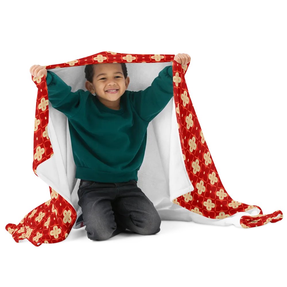 Elegant Red & Cream Seamless Patterned Throw Blanket product image (7)