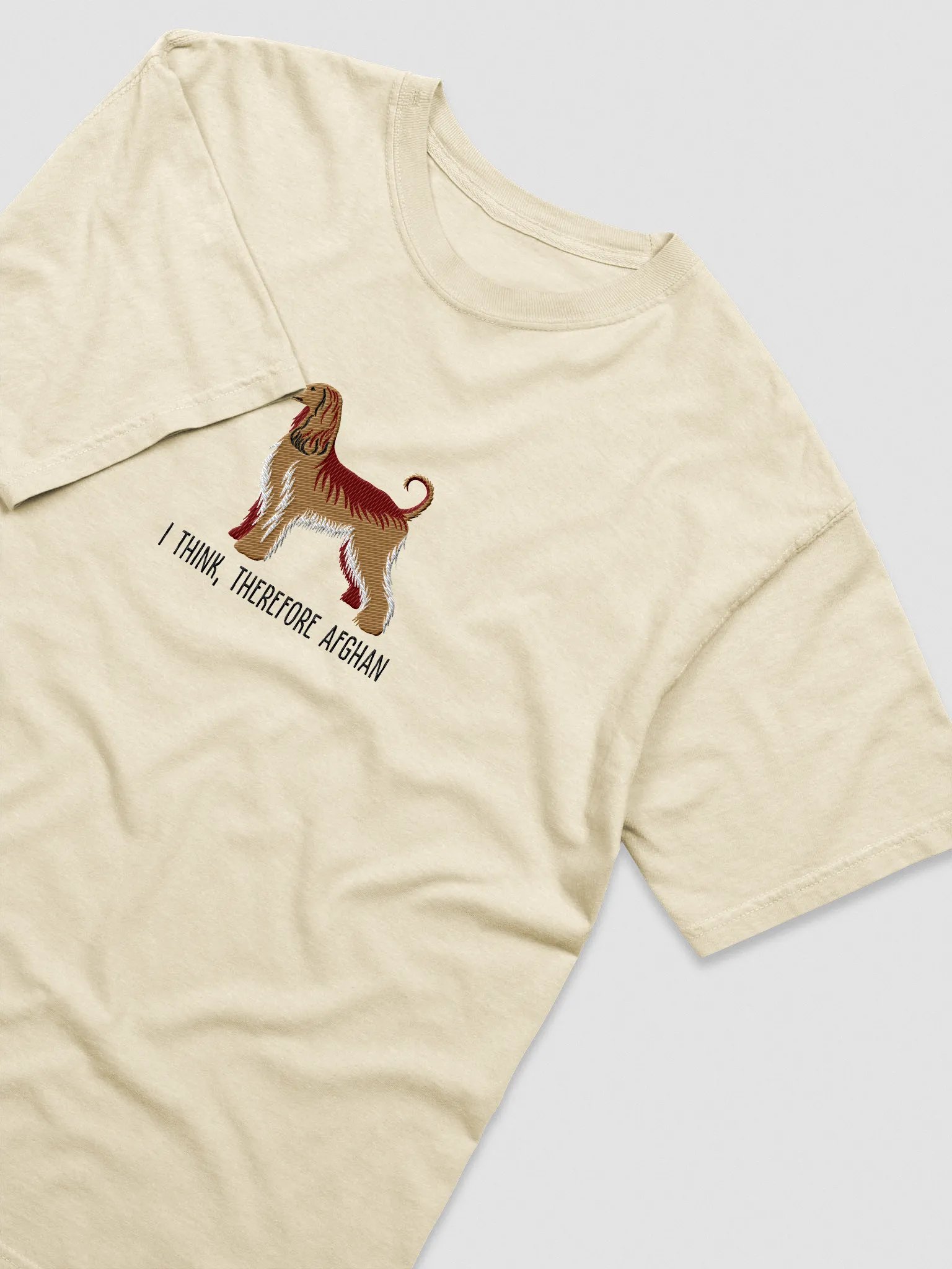 I Think, Therefore Afghan T-Shirt(Embroidered) of an Afghan Hound product image (6)