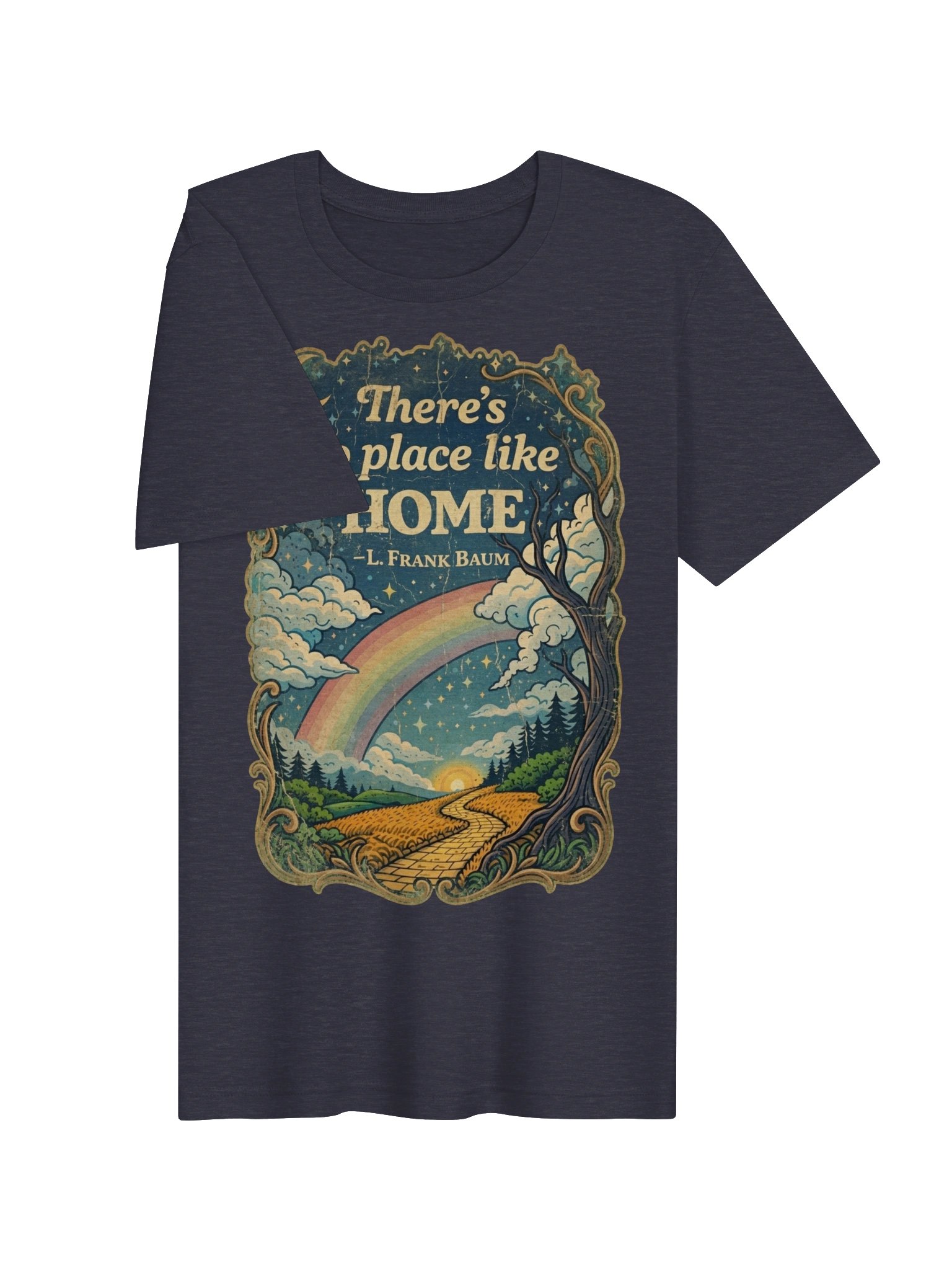 There's No Place Like Home Oz T-Shirt, Retro Rainbow Path with Yellow Brick Road product image (18)