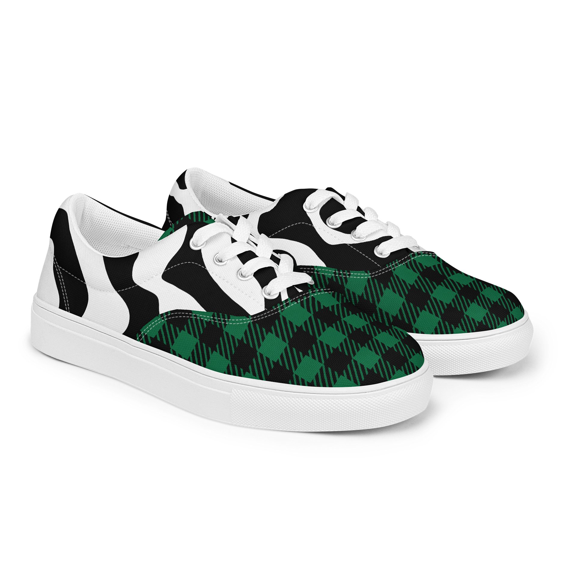 Mixed Print Plaid & Stripe Sneakers product image (2)