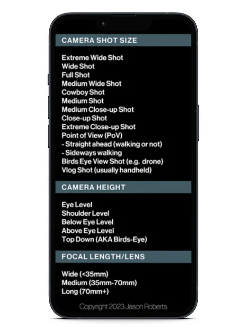 Camera Shot Cheat Sheets product image (4)