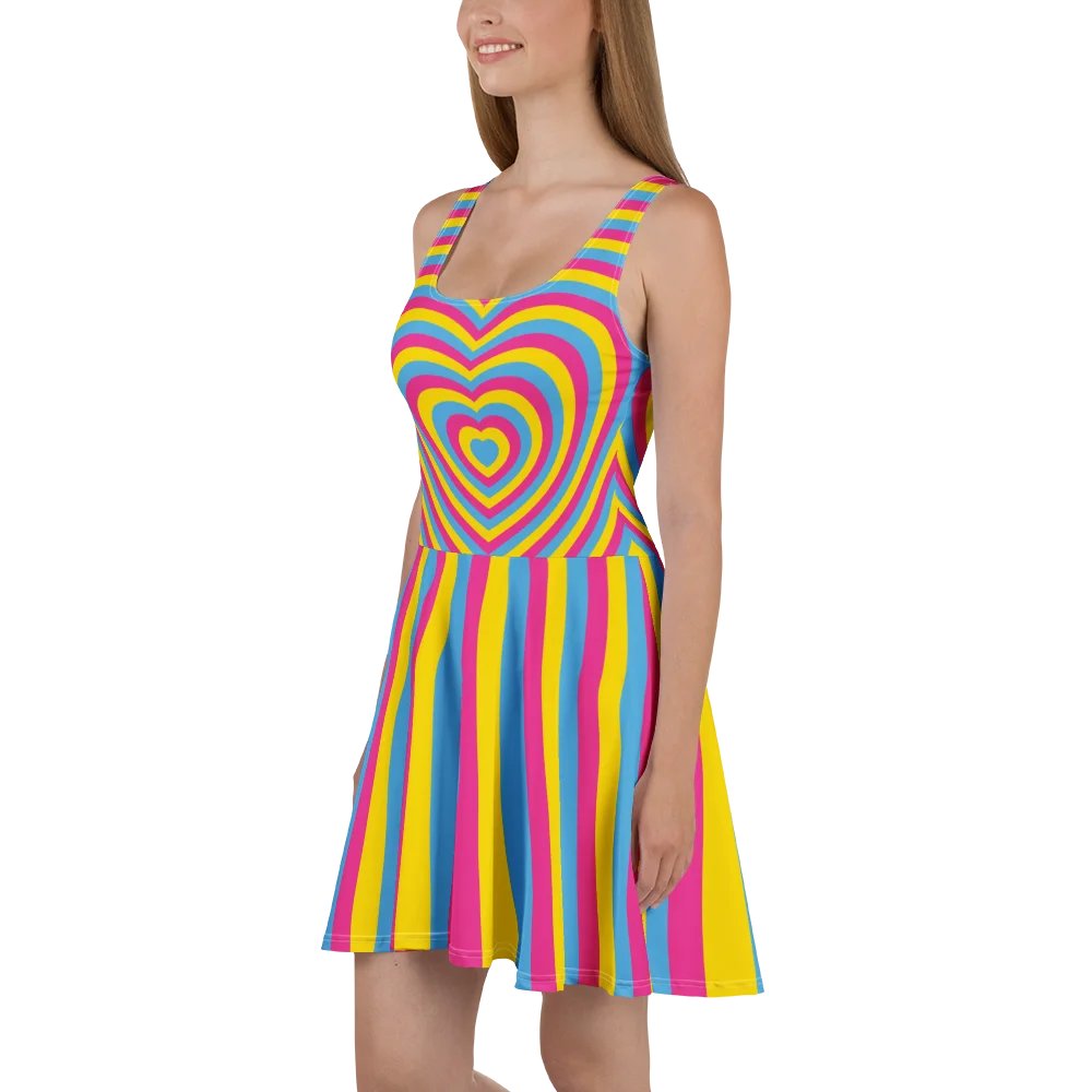 Pansexual Pride Hearts Skater Dress product image (1)