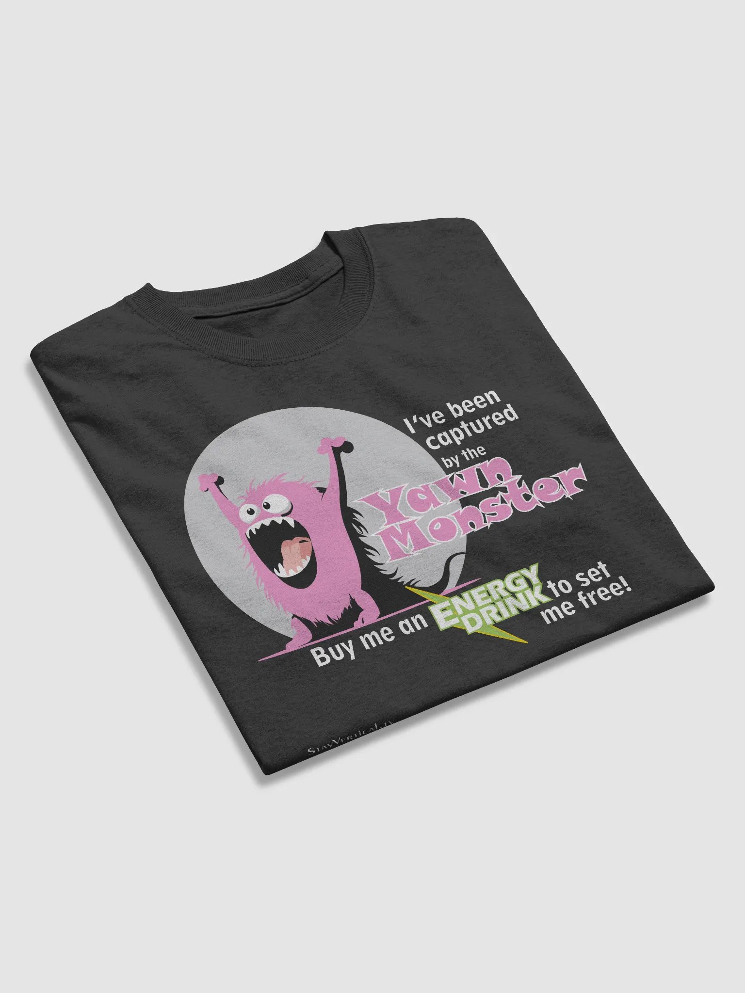 Pink Yawn Monster Buy Me a Energy Drink dark t-shirt product image (3)