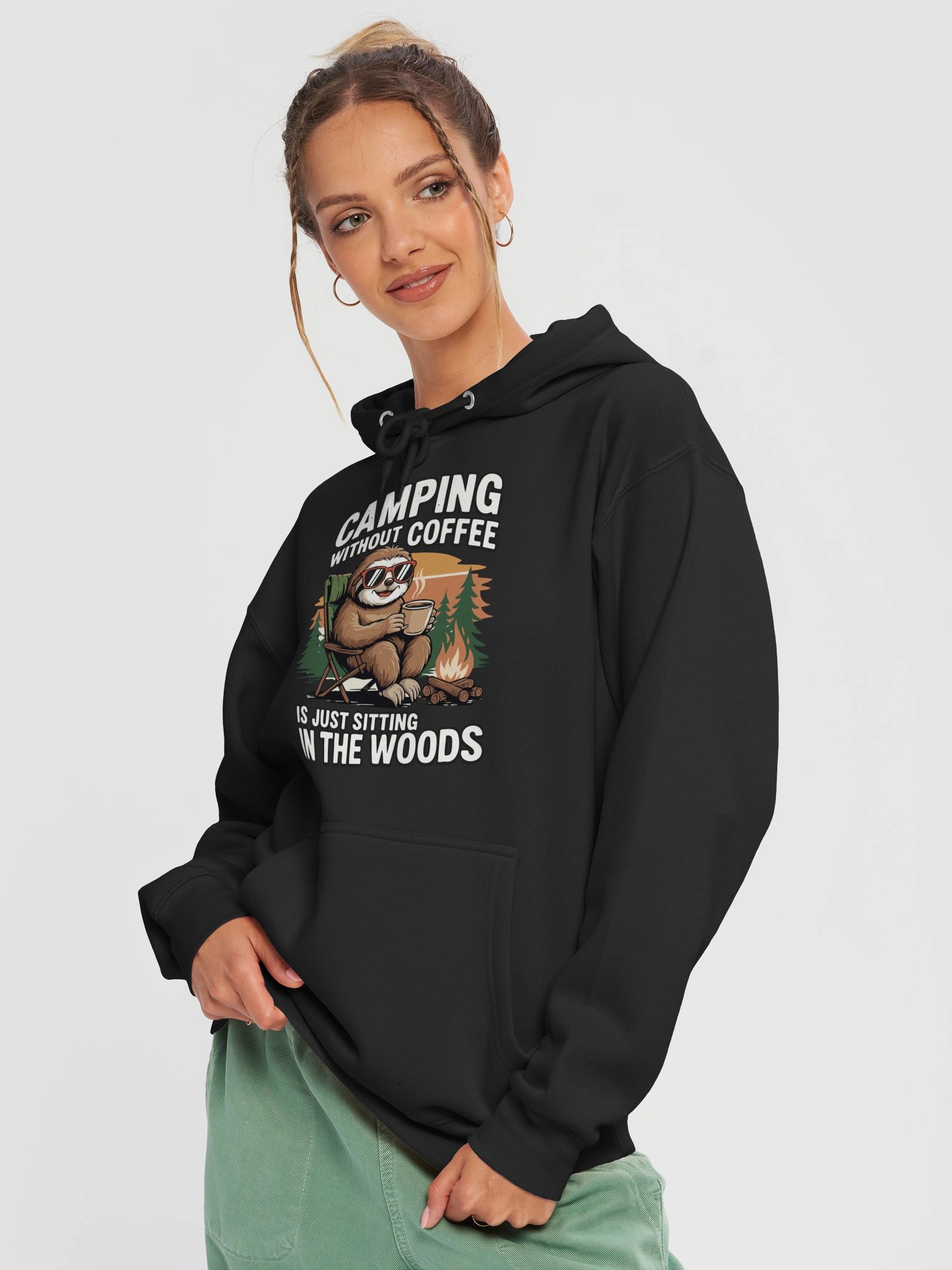 Sloth Camping Vibes Hoodie - Funny Nature Lover Pullover Hoodie | Soft Fleece product image (2)