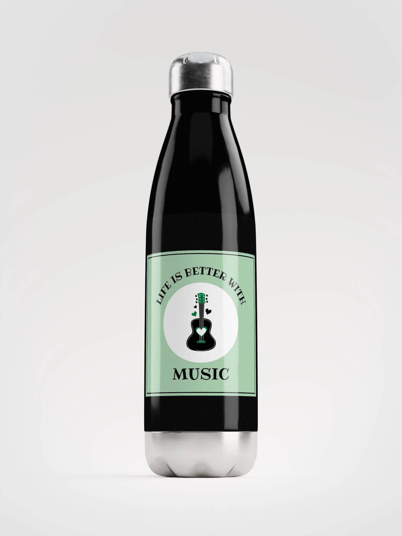 LIFE IS BETTER with MUSIC Stainless Steel Water Bottle product image (1)