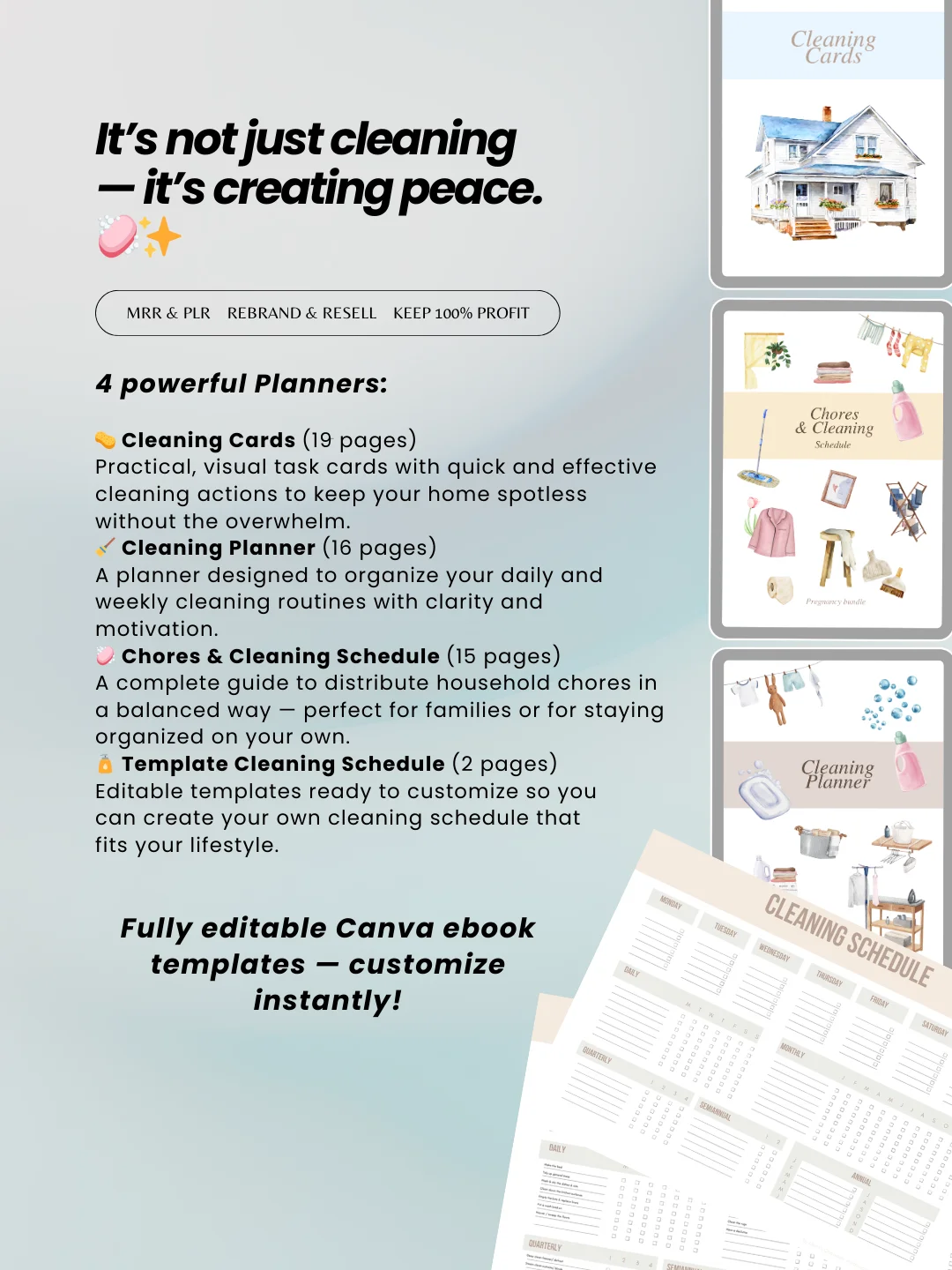 Cleaning Schedule & Family Chore Chart Digital Planner | MRR PLR Bundle product image (5)