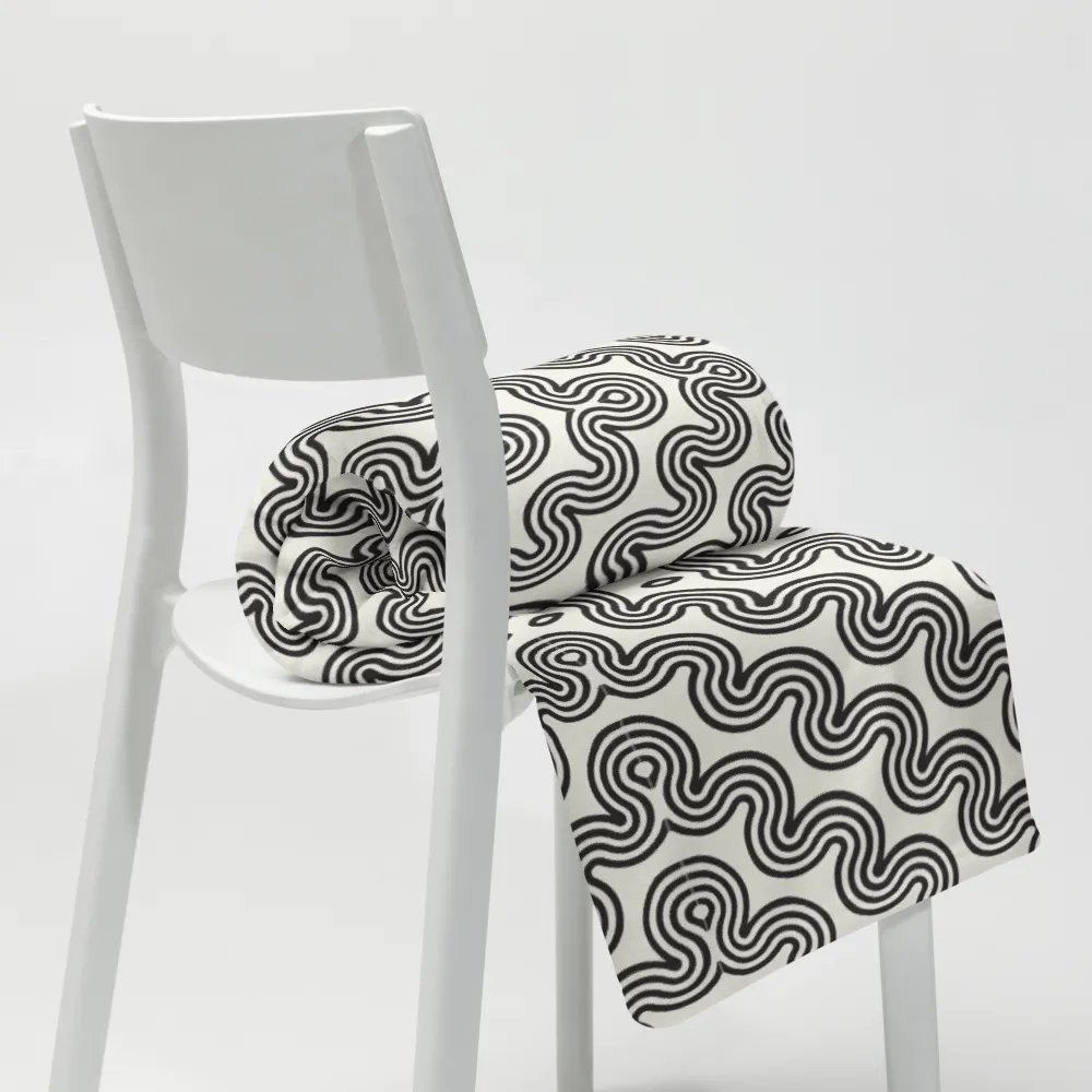 Monochrome Wave Throw Blanket product image (10)