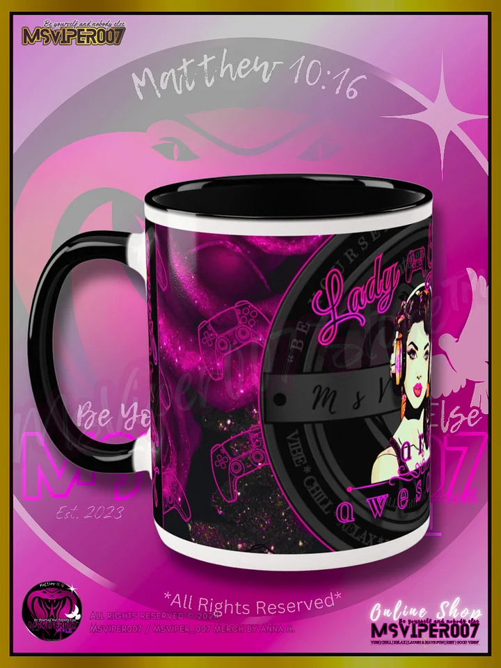 Mug - MsViper007's "Lady Gamers Are Awesome™ [black/velvet violet rose | V3]" Hot Beverage Mug with color inside by Anna H. product image (1)
