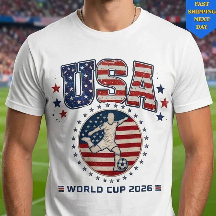 USA Soccer 2026 T-Shirt | Patriotic Soccer Graphic Tee | Fan Shirt Red White Blue Stars & Stripes product image (1)