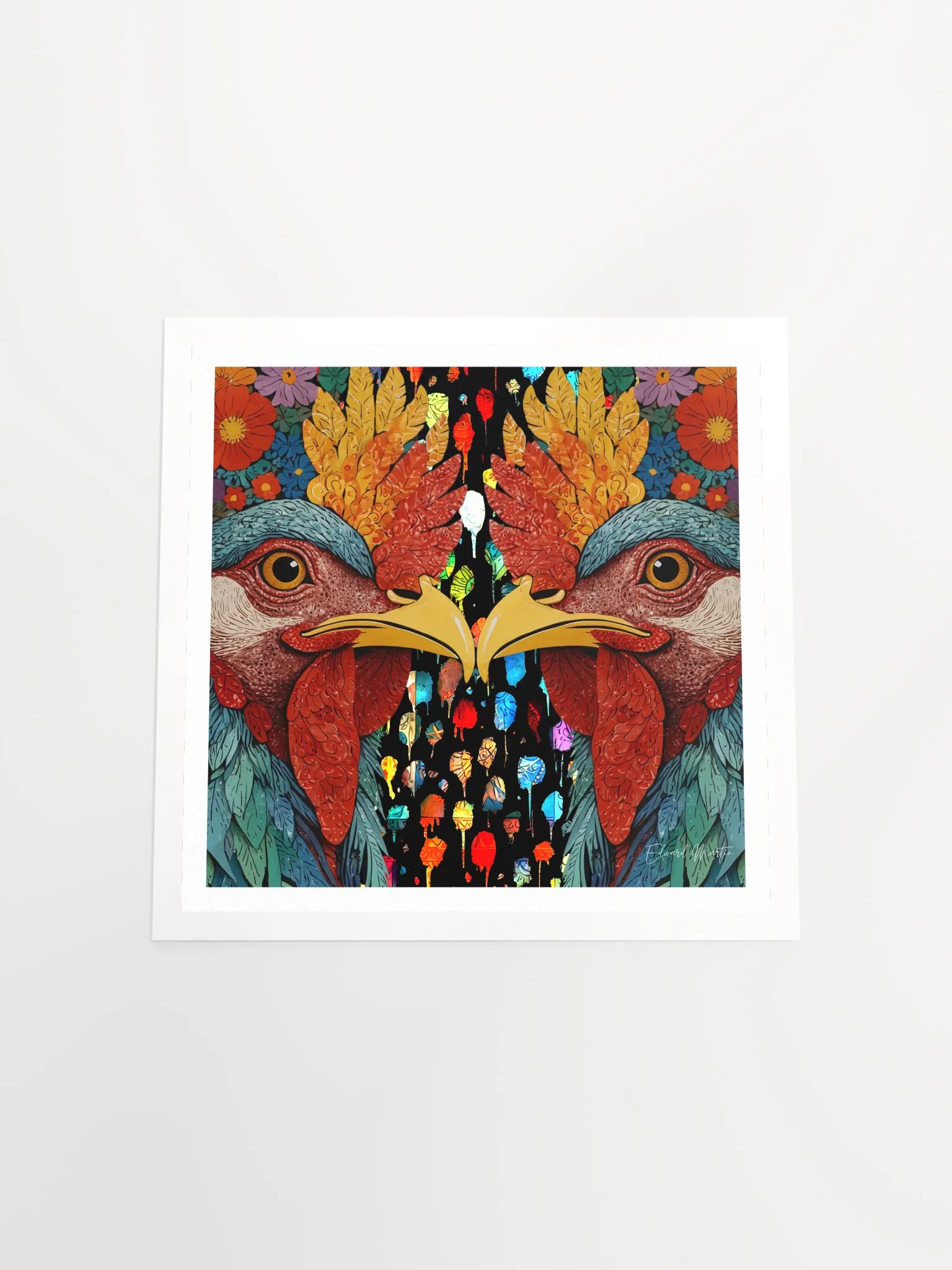 Symmetrical Rooster Heads Poster product image (5)