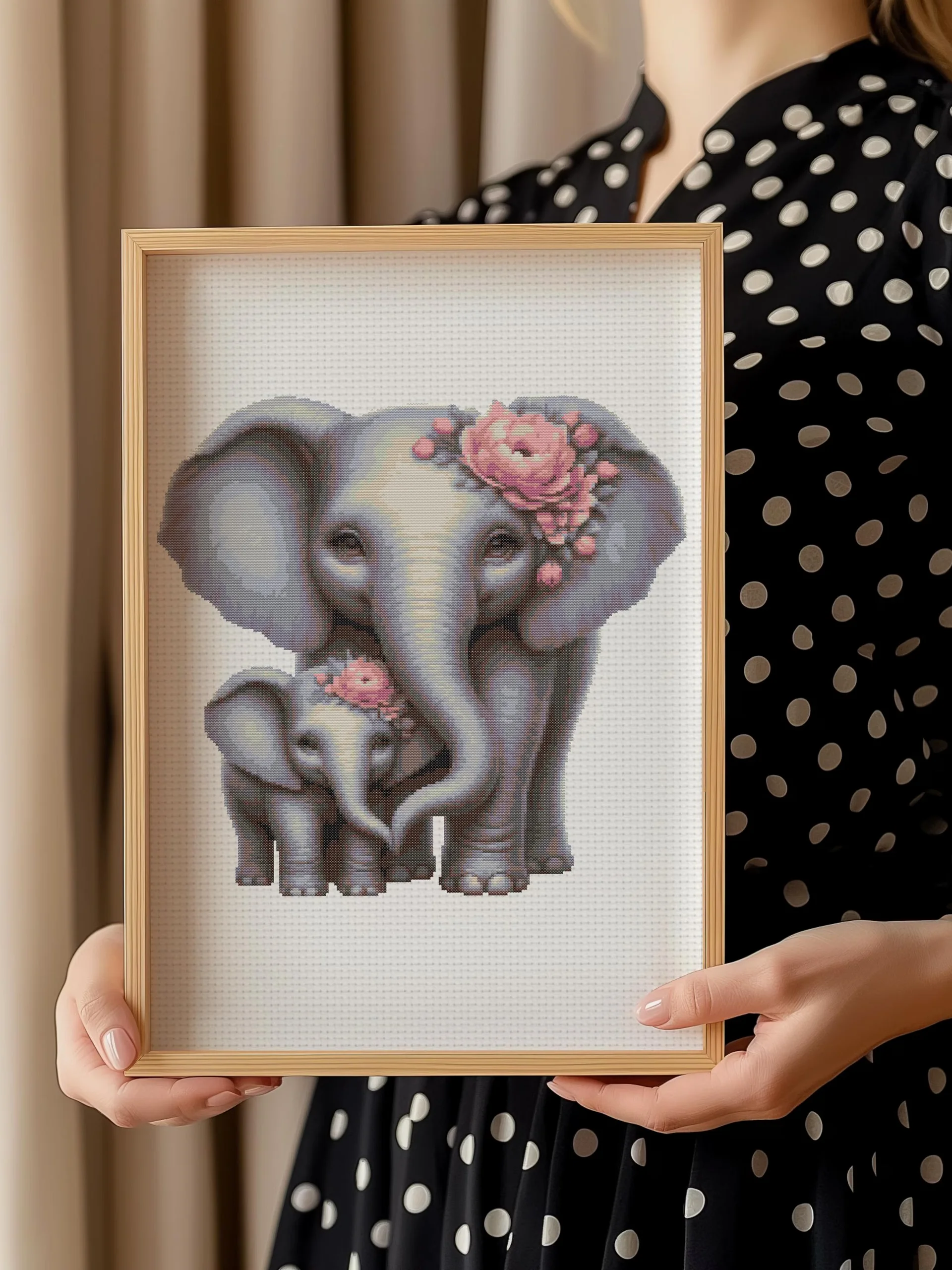 Elephant Embrace Cross Stitch Pattern product image (5)
