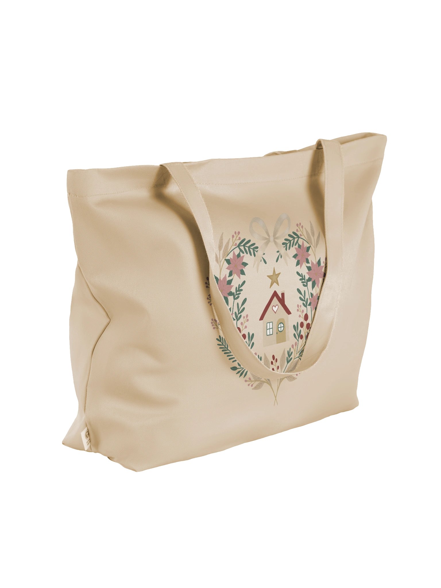 Organic cotton tote bag winter heart home. Elegant holiday design & eco-friendly style product image (4)