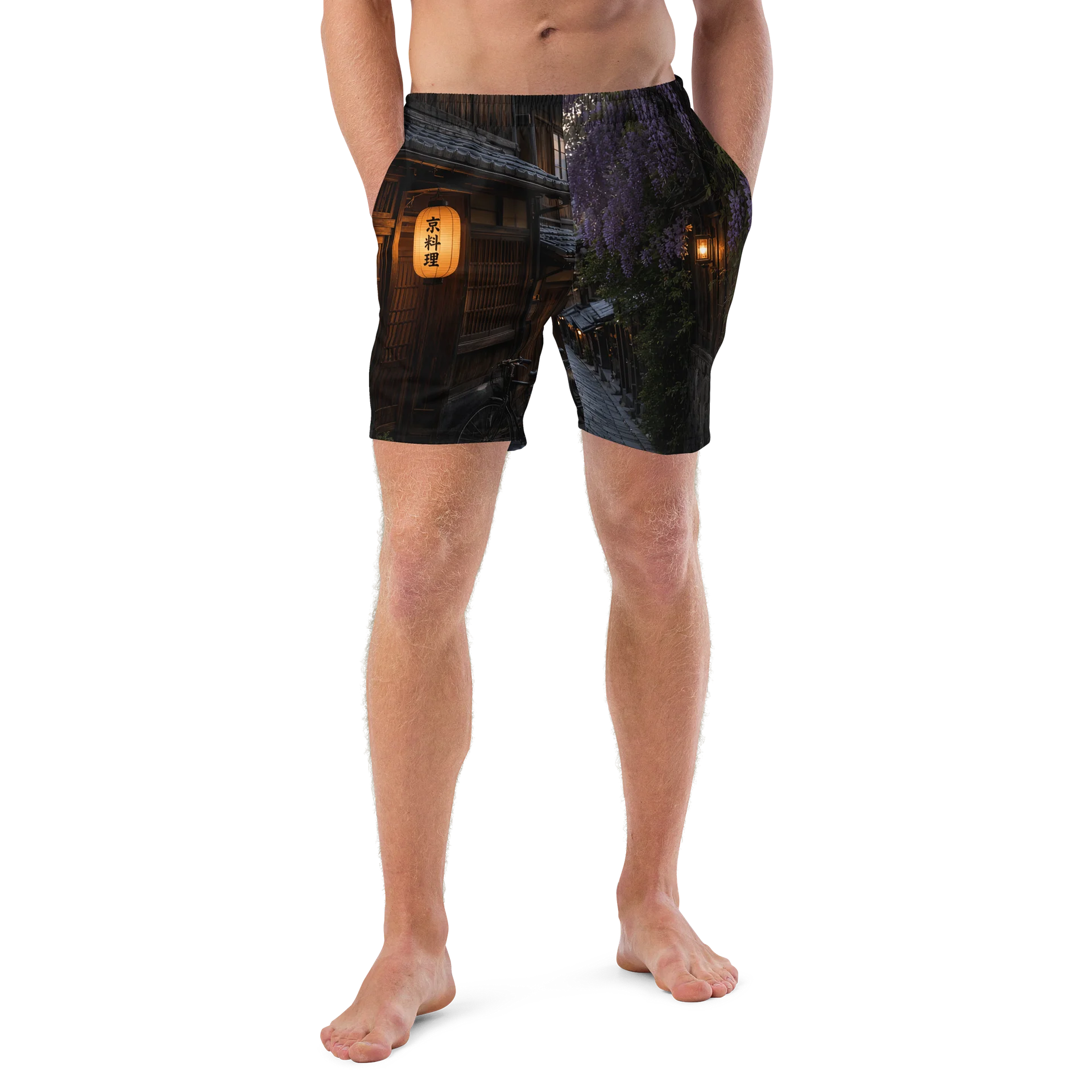 Traditional Japanese Street Wisteria Evening Swim Trunks product image (4)