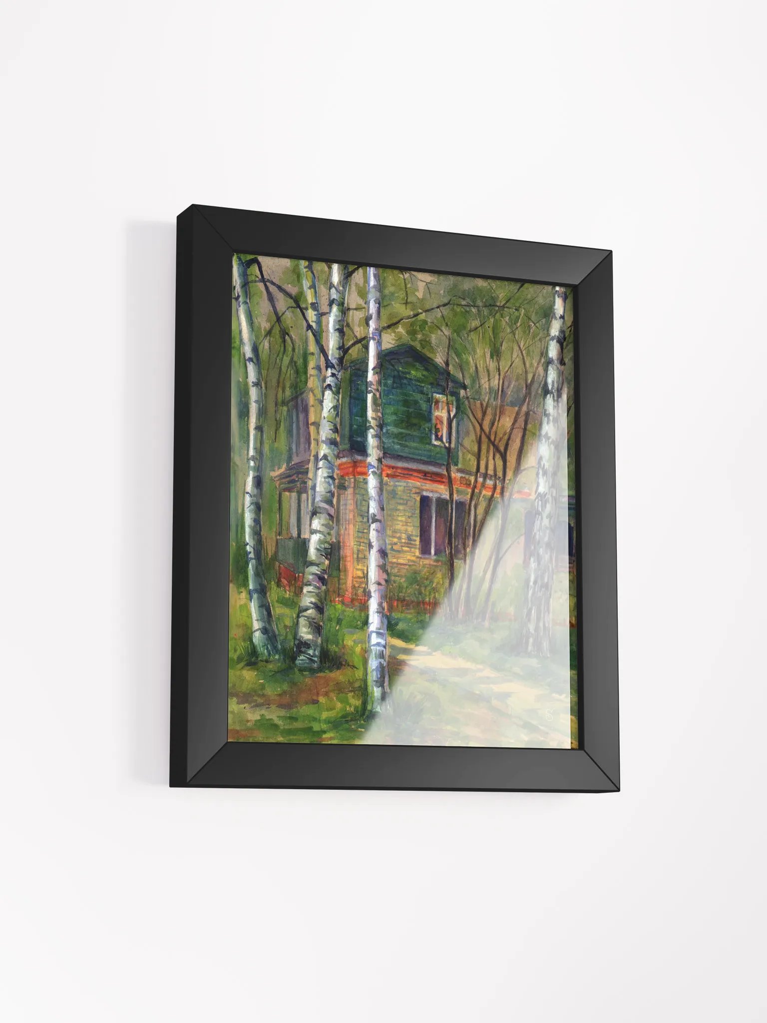 Tranquil Birch Forest Framed Art Print - Dacha in Birch Forest product image (6)