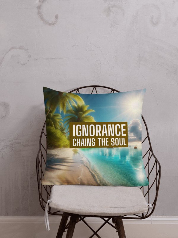 Soulful Serenity Premium Pillow |AI Design motto Ignorance chains the soul product image (1)