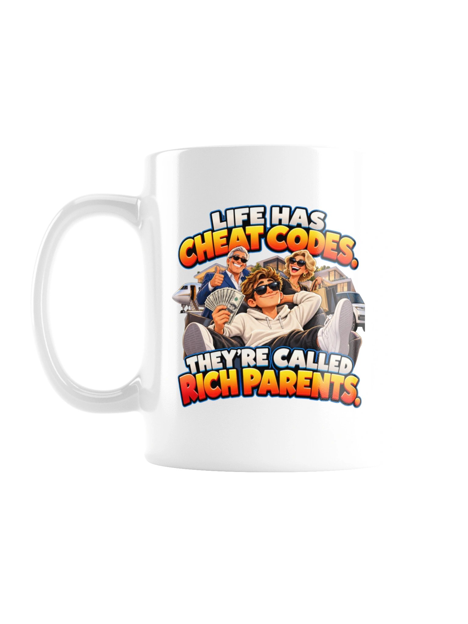 LIFE HAS CHEAT CODES. THEY’RE CALLED RICH PARENTS. MUG product image (1)