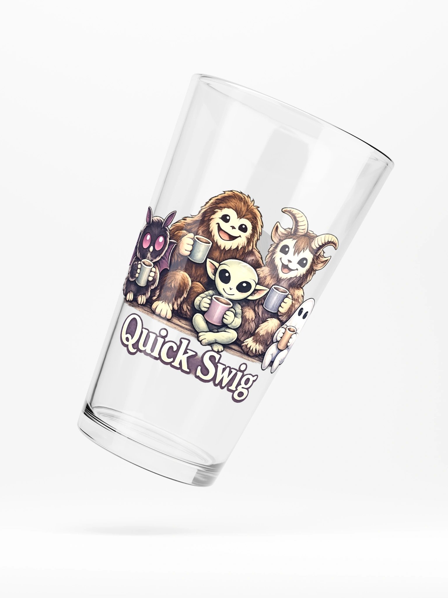 CUTIE CRYPTIDS QUICK SWIG SHAKER PINT GLASS 16oz product image (1)