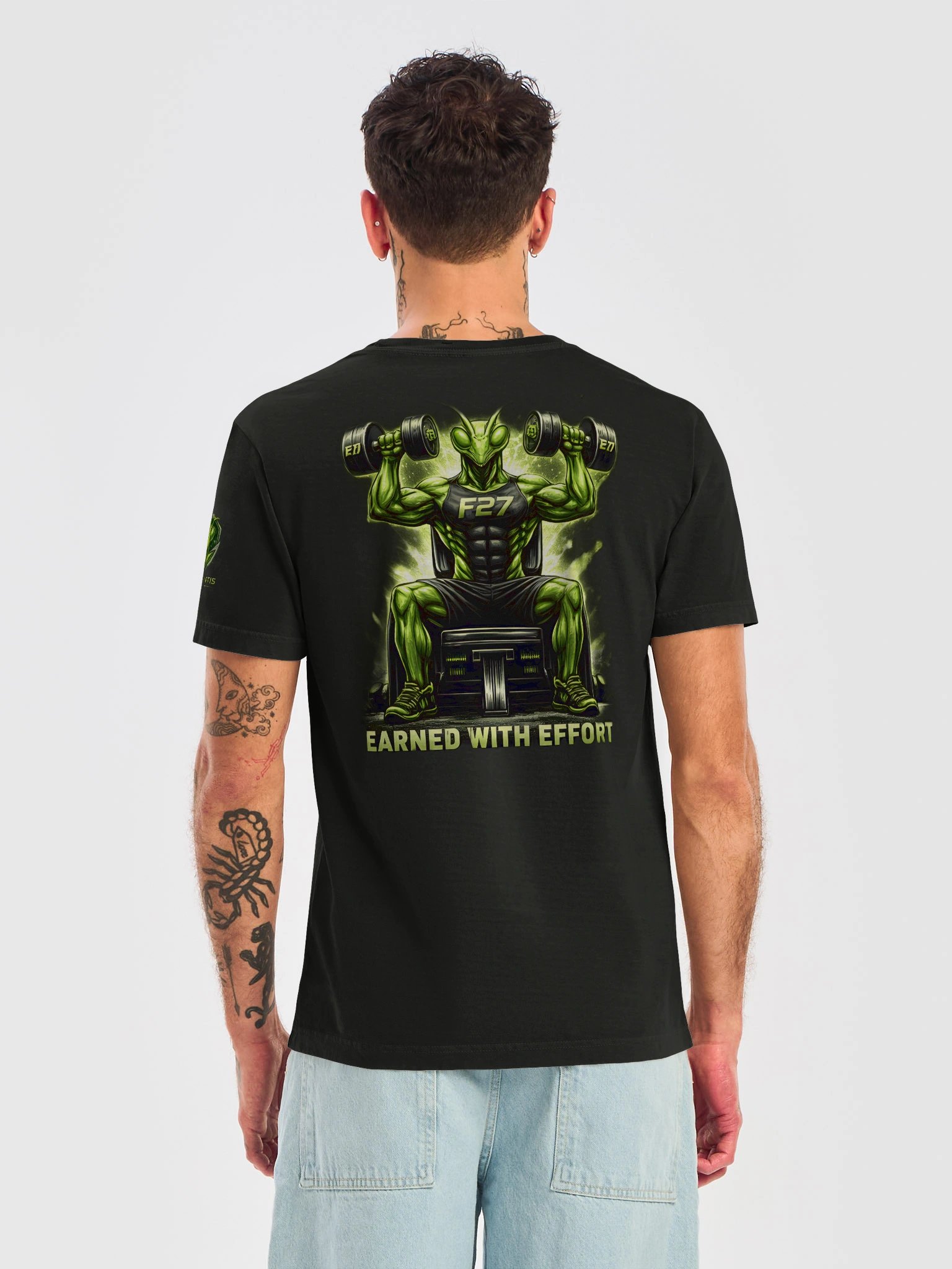 F27 Strength - Earned With Effort Gym Oversized Tee | Motivational Fitness Wear by FayzieBobs product image (2)