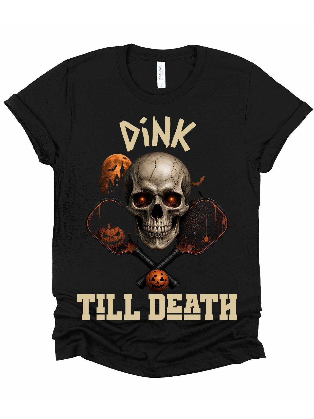 Dink Till Death Halloween Pickleball Shirt | Skull Skeleton Graphic Tee product image (1)