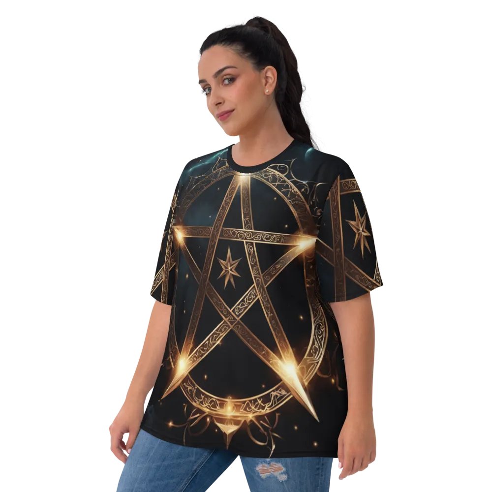 Black and Gold Star Symbology TShirt - all over print product image (7)