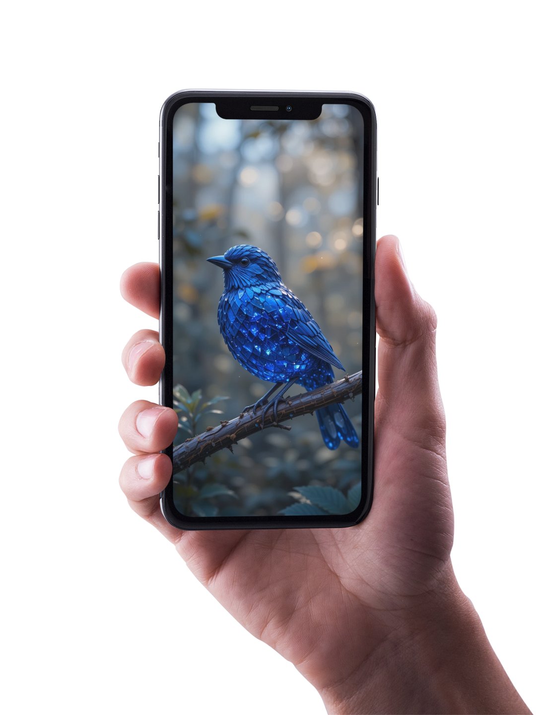 8K Sapphire Sparrow Wallpaper – Exclusive AI Design for Your Phone product image (1)