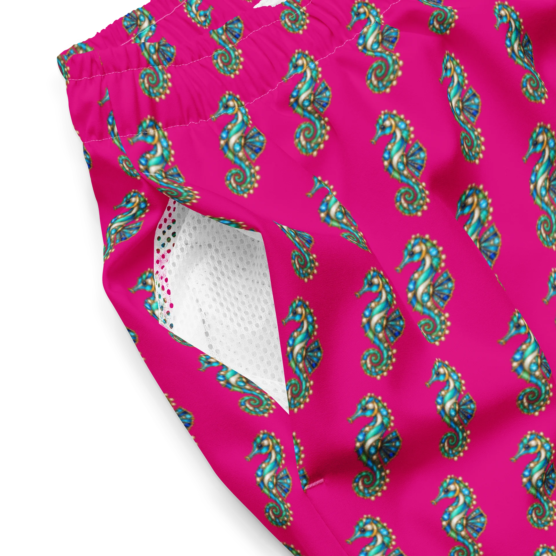 Hot Pink Seahorse Pattern Swim Trunks product image (3)