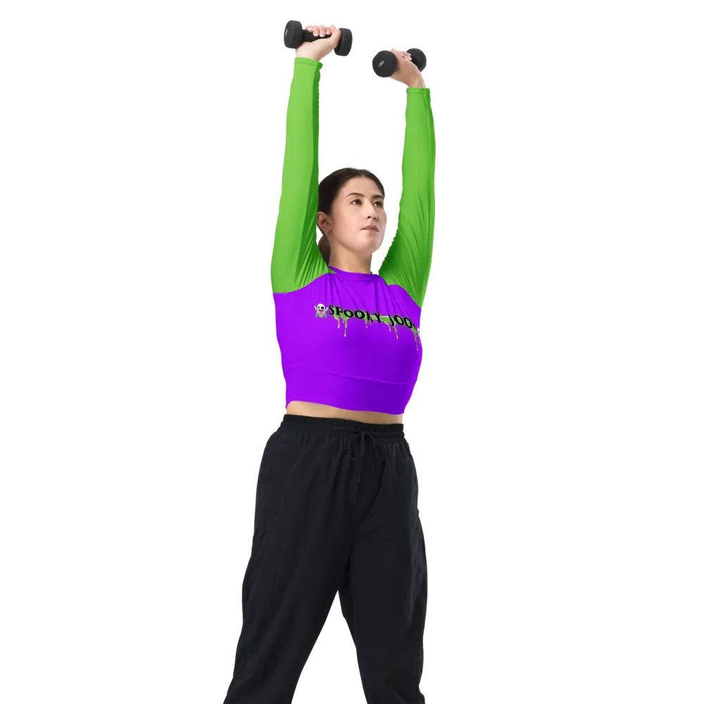 SPOOKY JOOCE Long Sleeve Crop Top - Purple/Green product image (7)