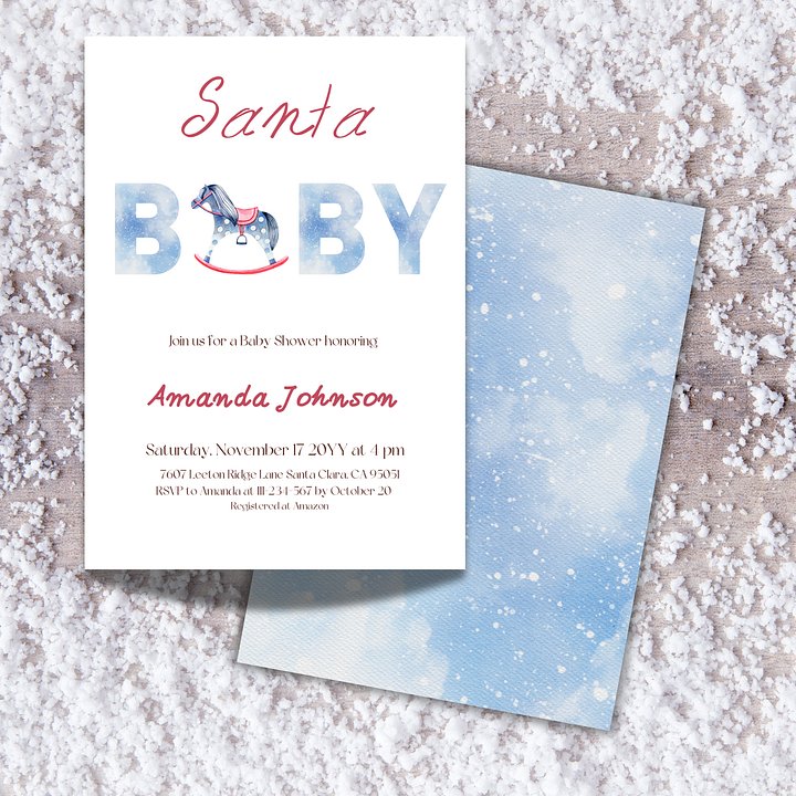 Santa Baby Shower Invitation for Christmas Gingerbread Man Themed Party, Digital Download Winter Boy Baby Shower Invite, Canva Template product image (2)