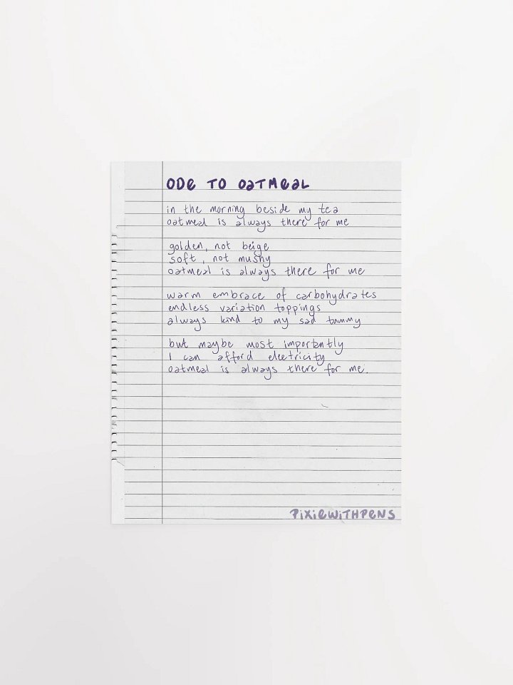 poem poster ODE TO OATMEAL product image (1)
