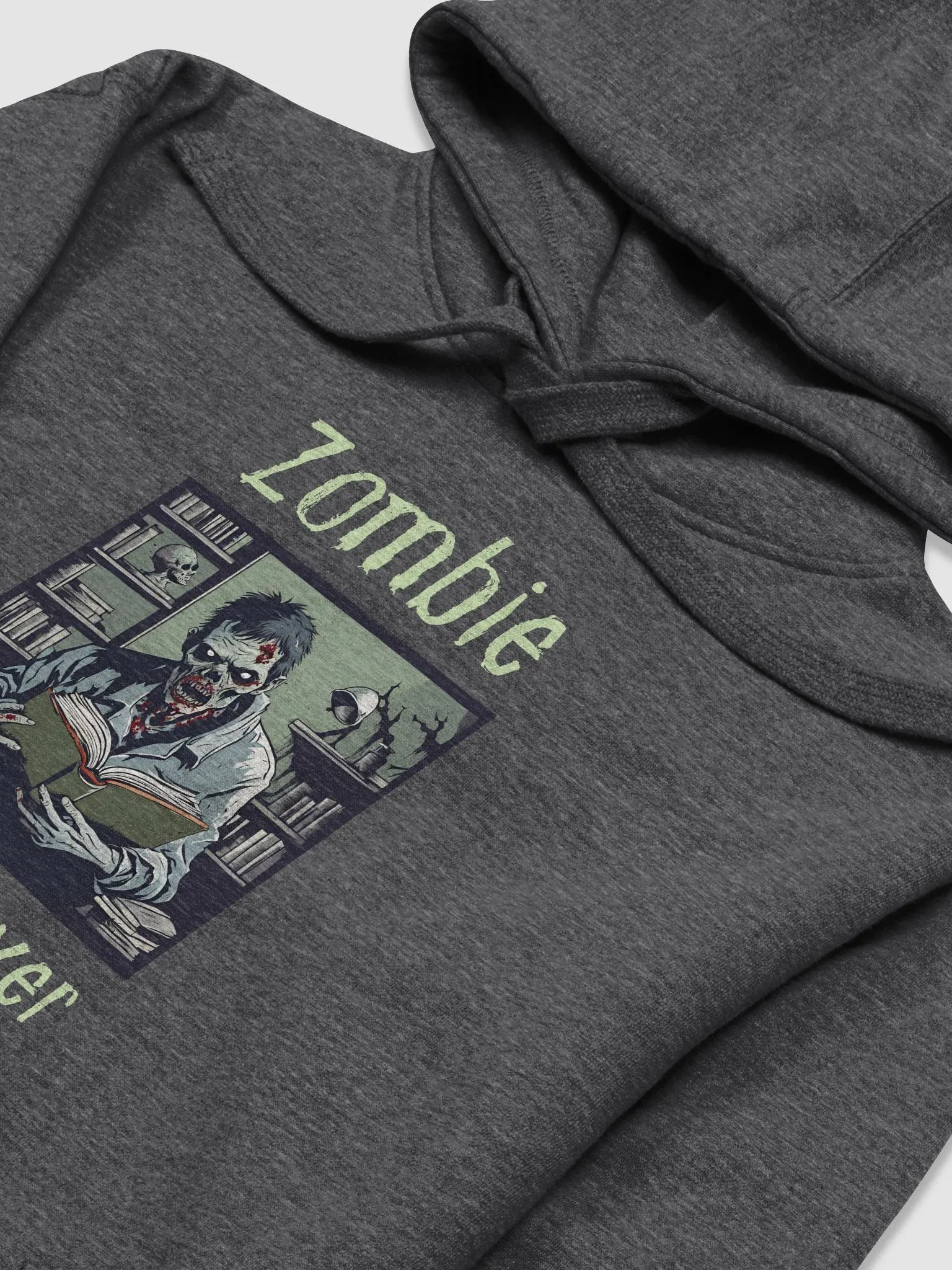 Zombie Book Lover Man - Grey Unisex Hoodie product image (3)