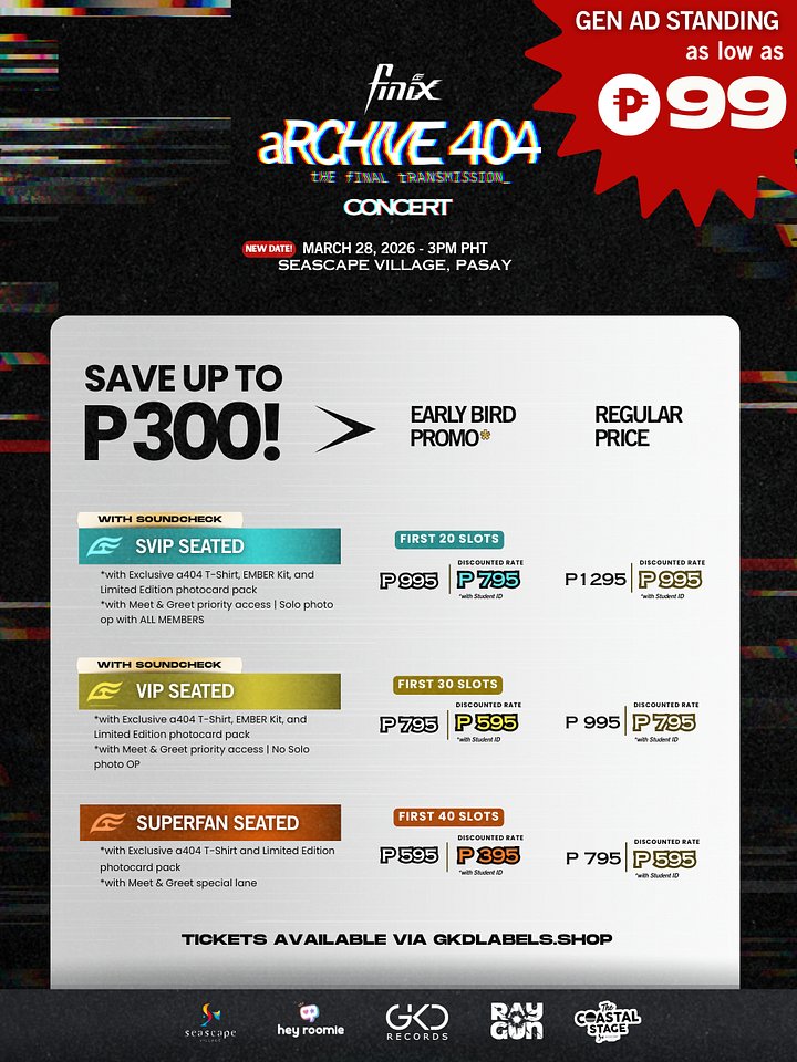 aRCHIVE 404 Concert Packages (EARLY BIRD) product image (1)