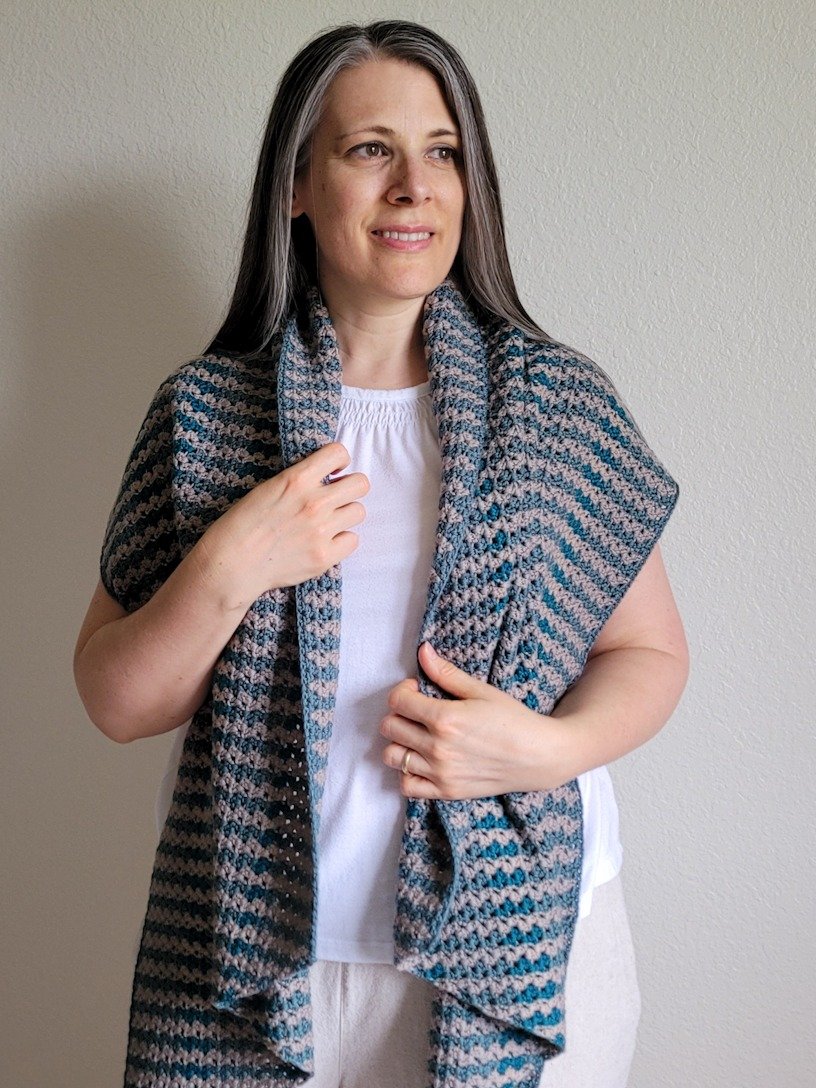 Shadow Plaid Wrap Crochet Pattern product image (5)