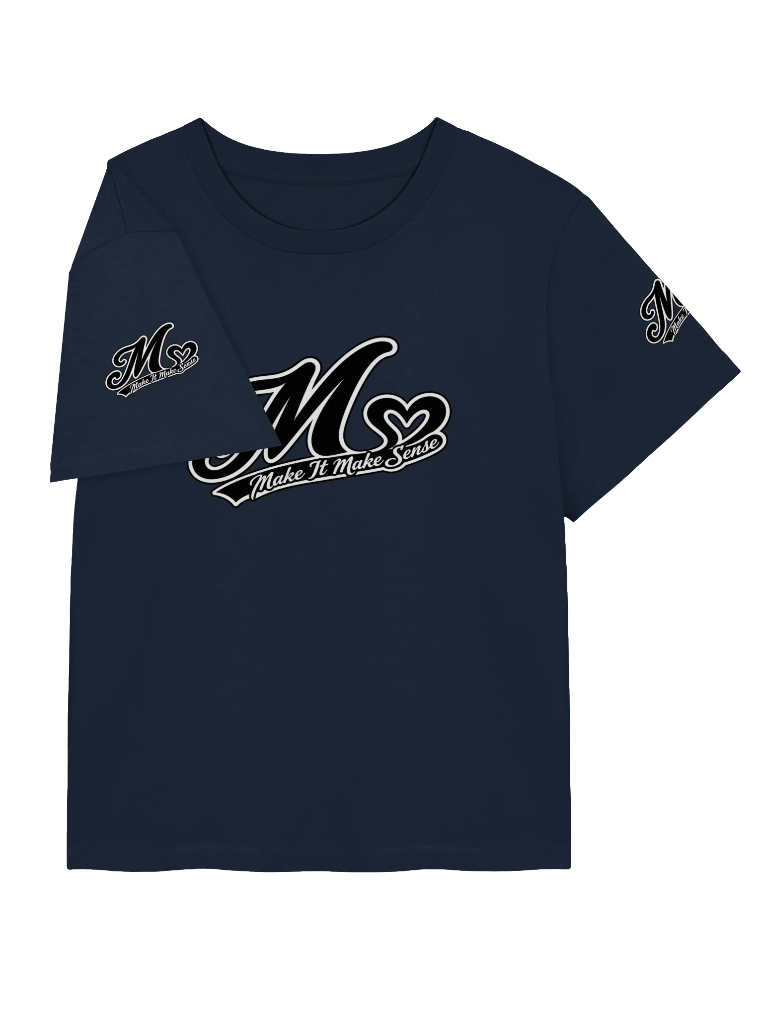 Make It Make Sense Women’s Black and White M Heart T-Shirt product image (20)