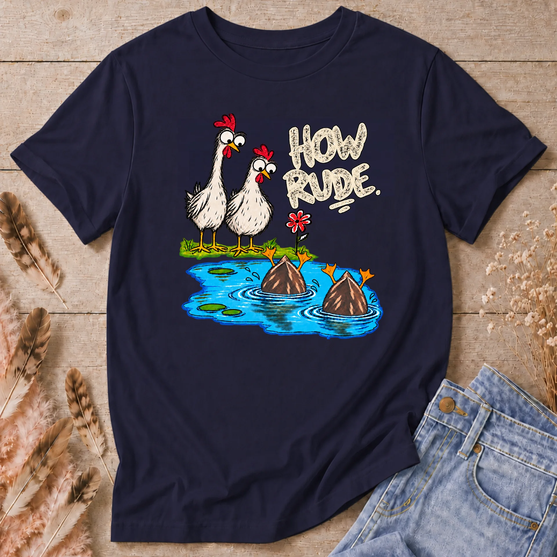 How Rude! Funny Duck & Chicken T-Shirt product image (2)