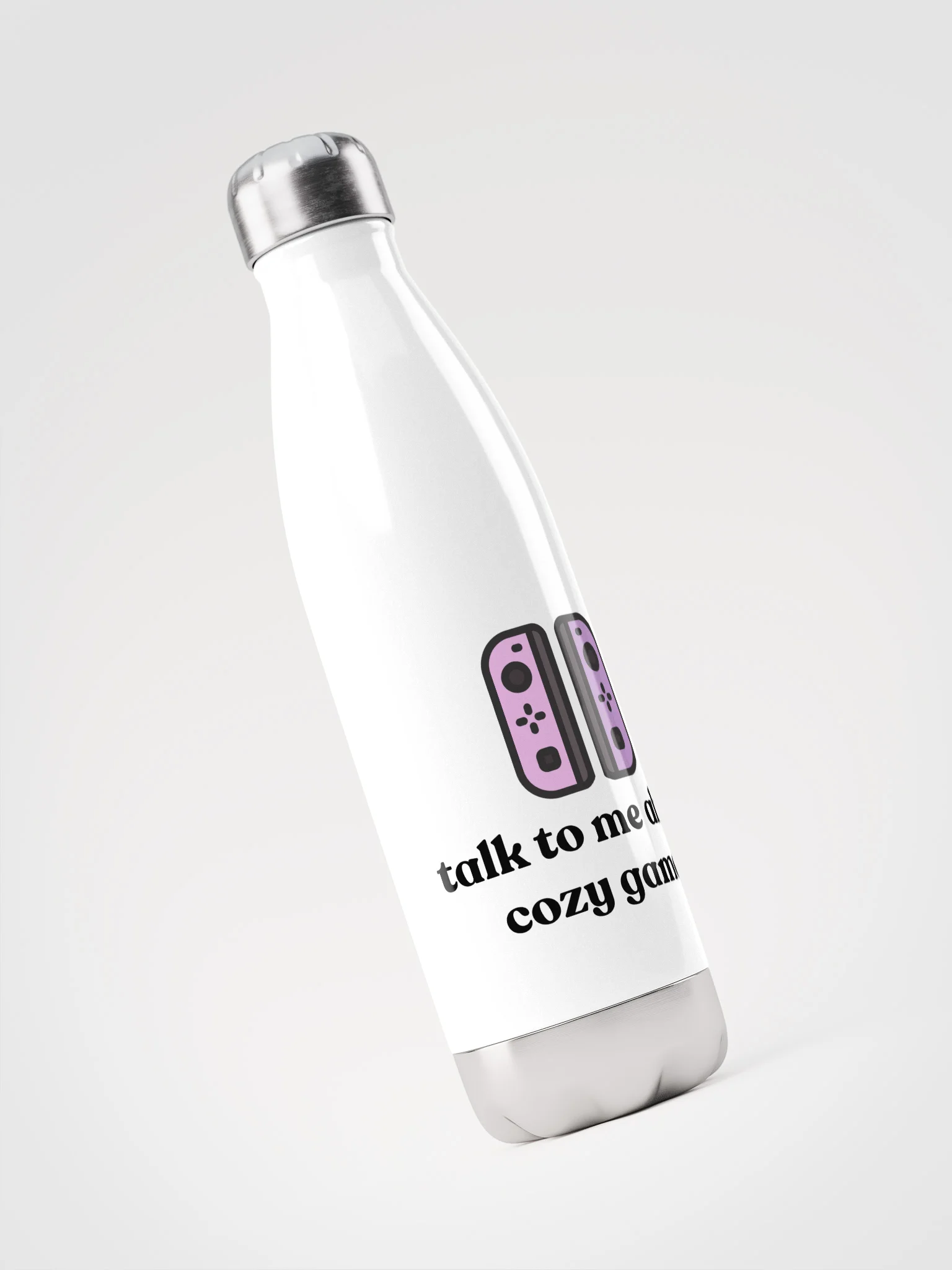 Talk to me about cosy games water bottle, white product image (3)