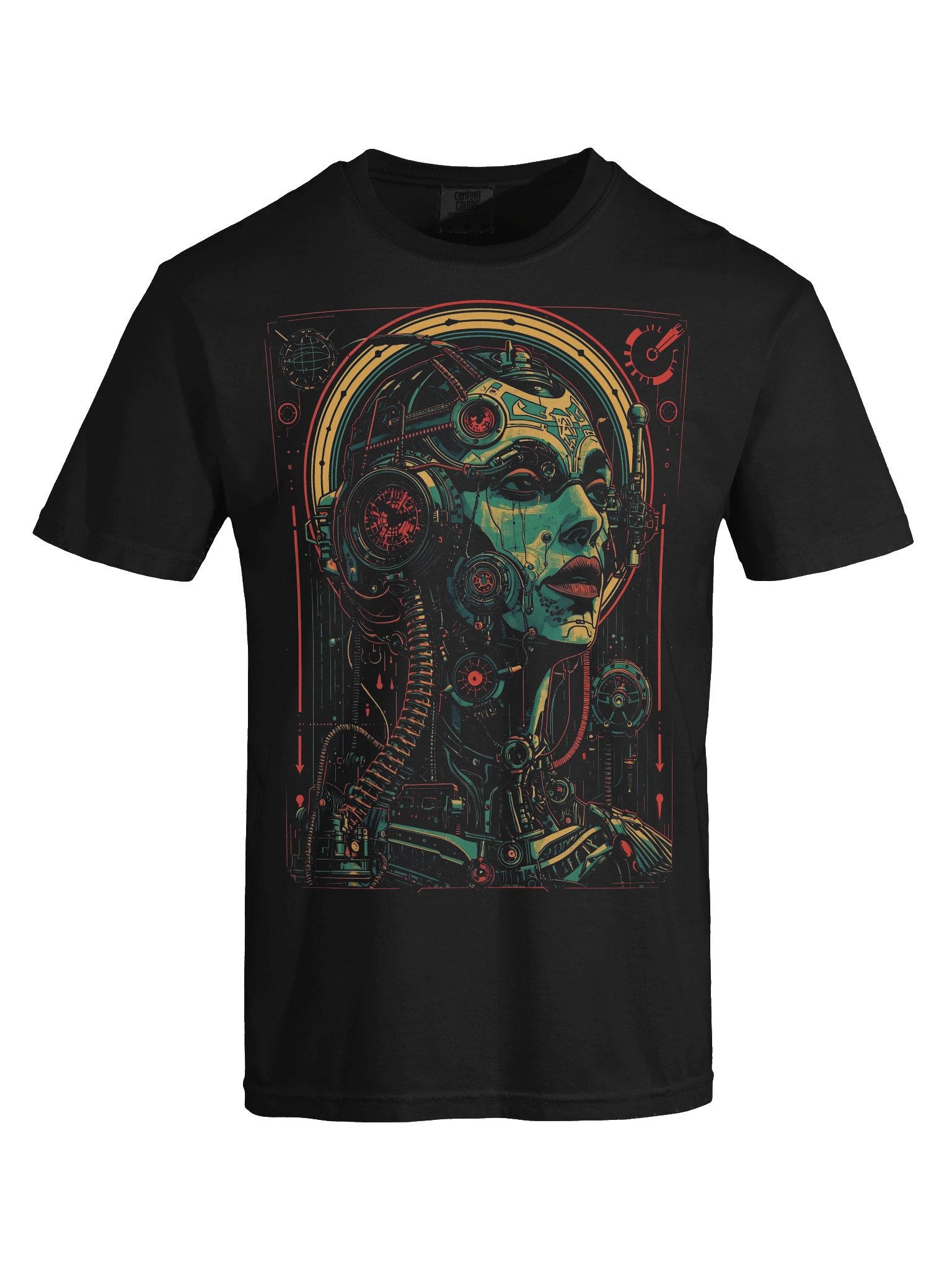 Neon Cybernetic Portrait Heavyweight T-shirt product image (2)