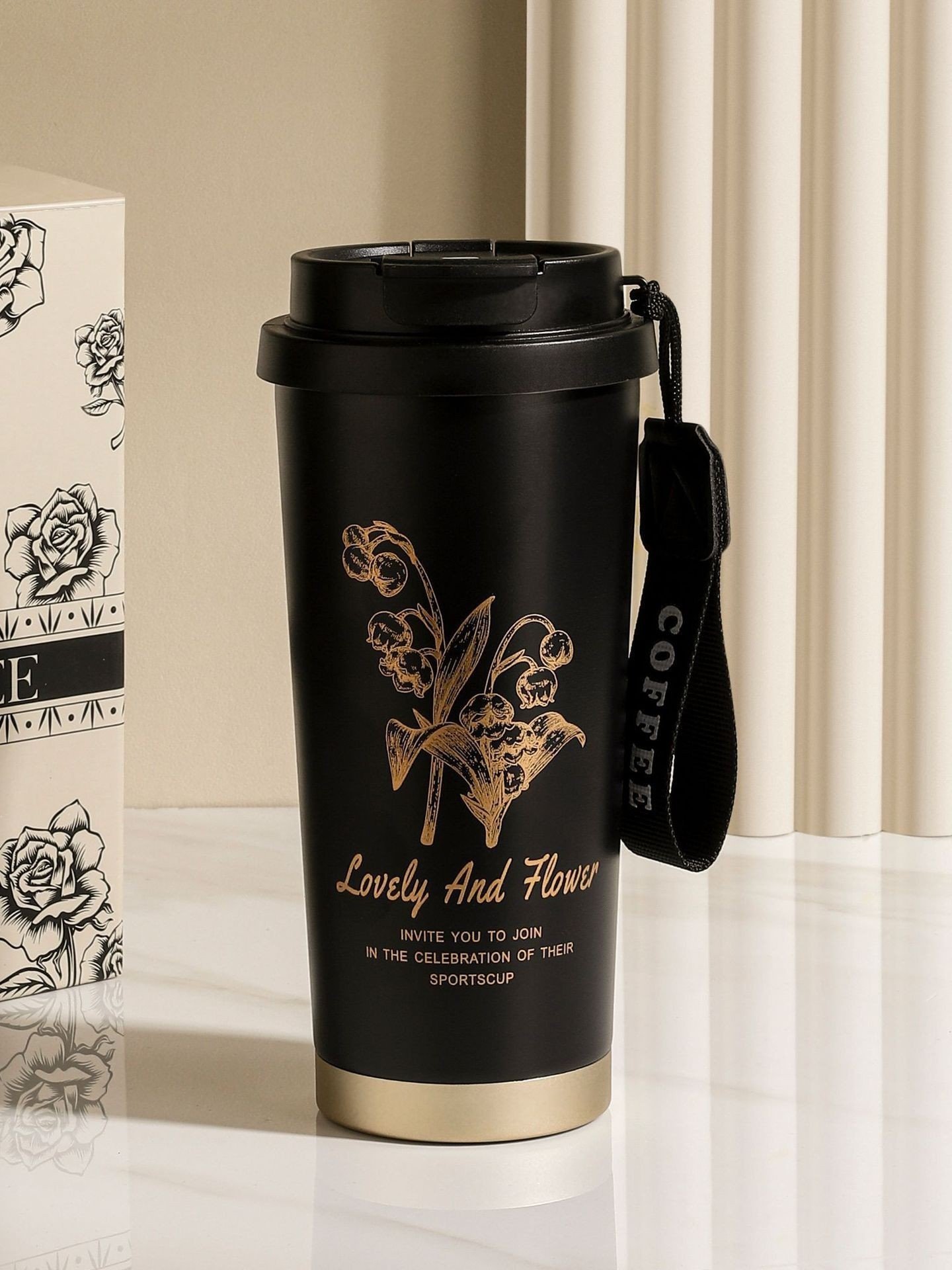 Luxury Lily of the Valley Insulated Coffee Mug Gift Set – 18oz Stainless Steel Floral Thermal Tumbler with Elegant Gift Box & Bag product image (1)