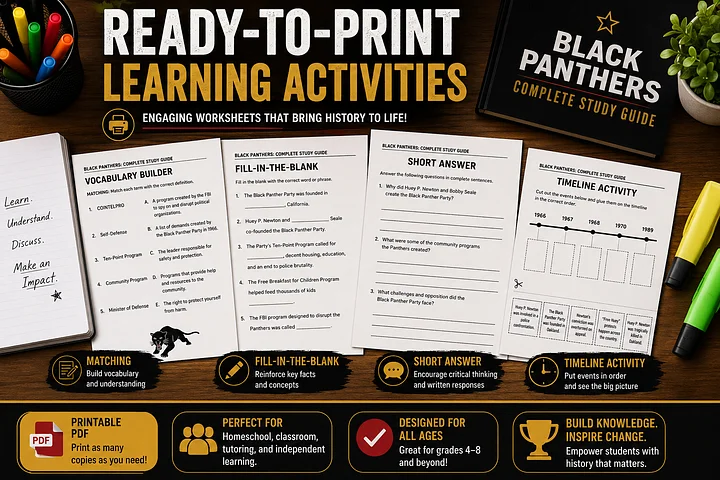 Black Panthers Complete Study Guide | Printable PDF | Homeschool & Classroom Resource product image (2)