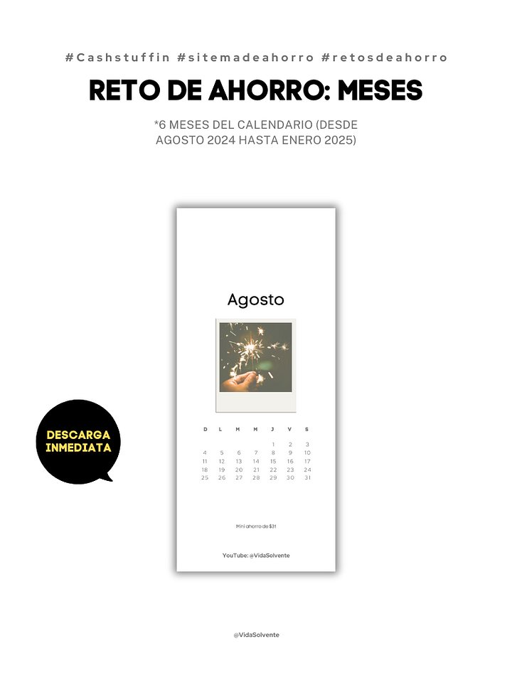 Retos de ahorro mensual (AGOSTO 2024 - ENERO 2025) product image (1)