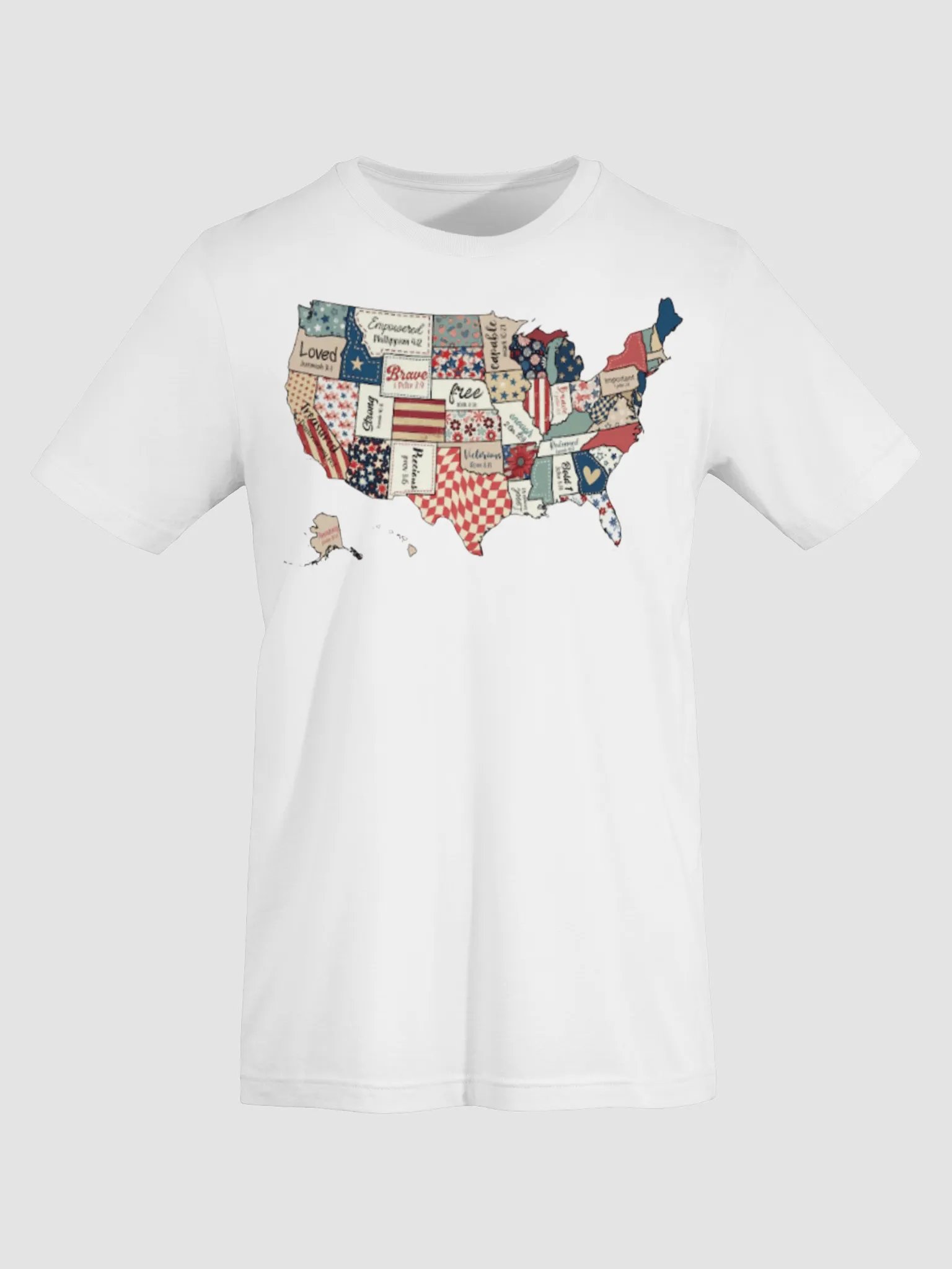 Patriotic USA Map Tee | Unisex Bible Verse America T-Shirt | Retro 4th Of July God Says You Are | 1776 American Flag Faith Apparel product image (32)