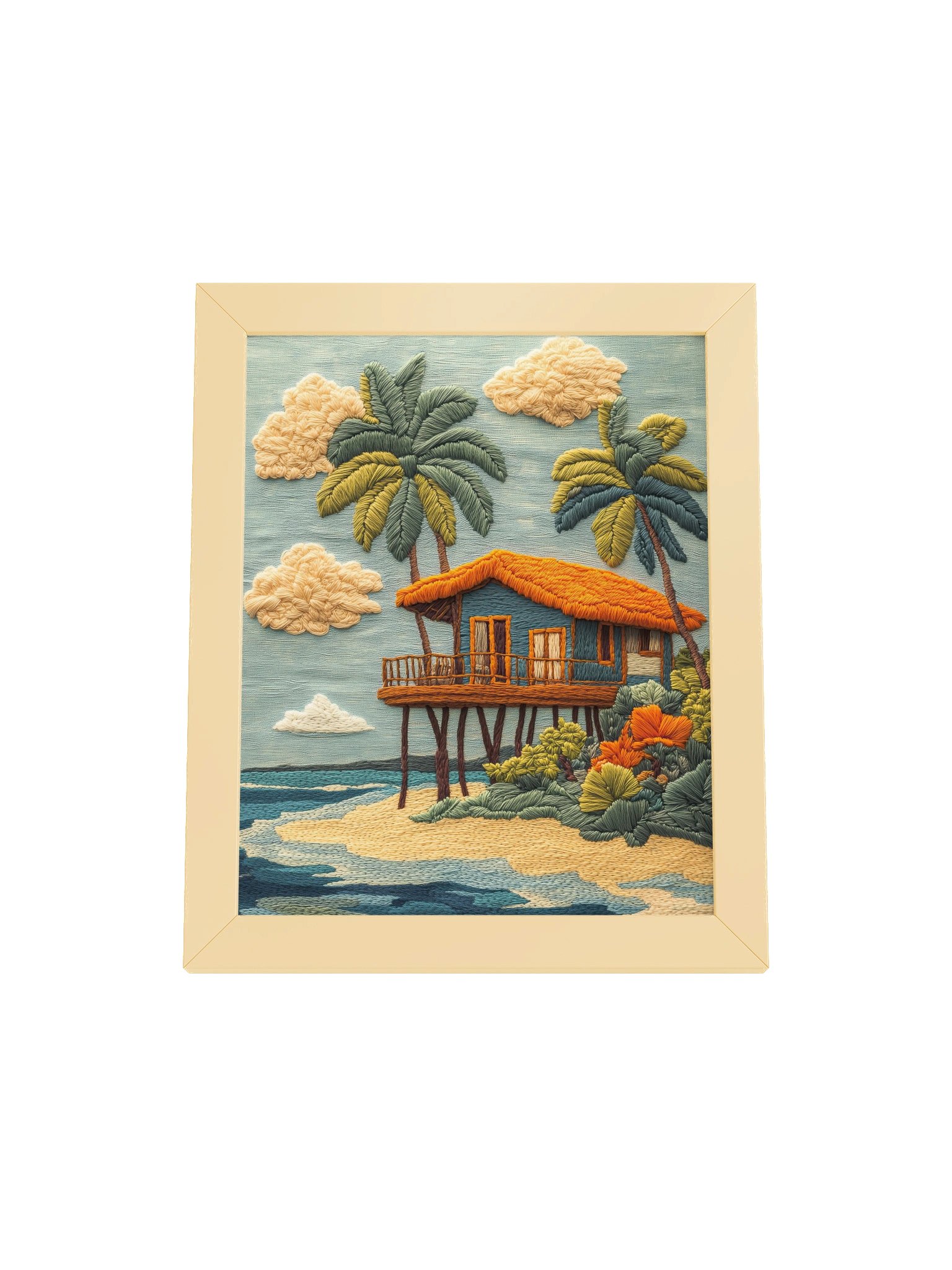 Island Days in Thailand | Embroidery-Style Wall Art — Framed Print product image (1)
