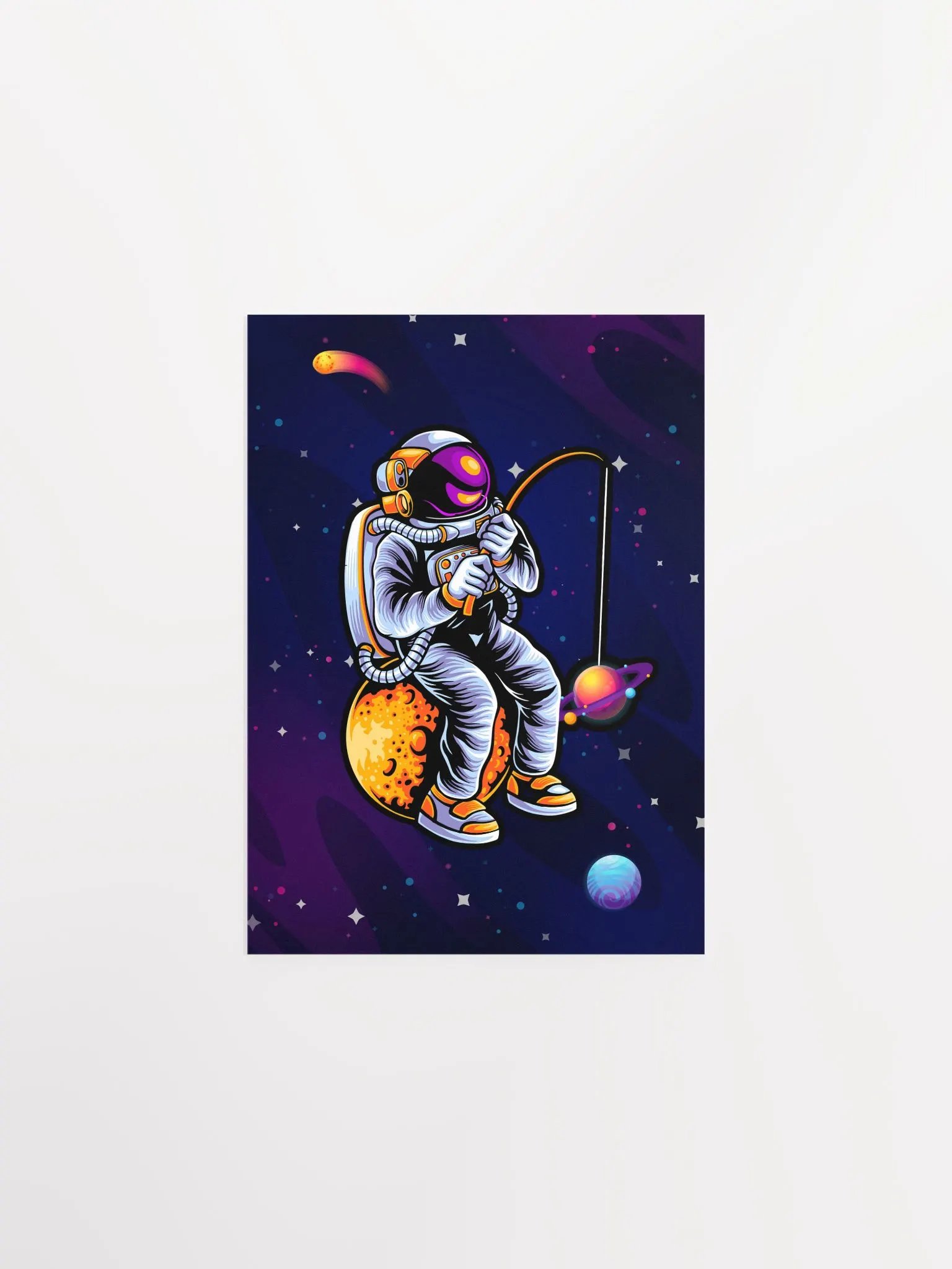 Astronaut fishing a stars — space poster, synthwave space, neon space, aesthetic poster product image (6)