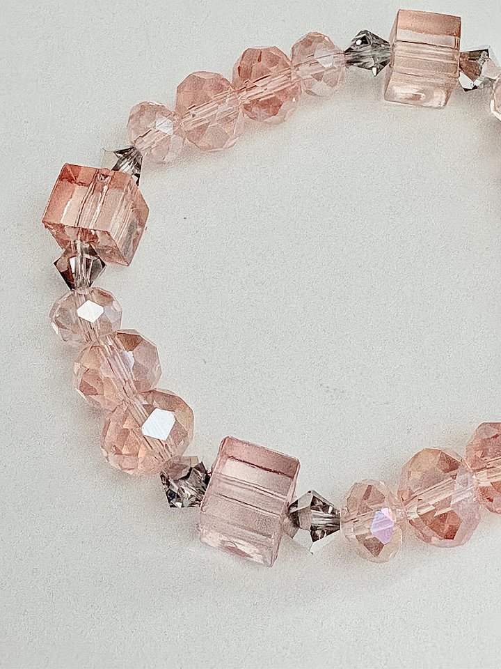 MFD-00050 | Dusty Rose Elegance | Faceted Glass Bead Bracelet | Handmade 7" Coastal Charm | by Monique Faella Designs™ product image (2)