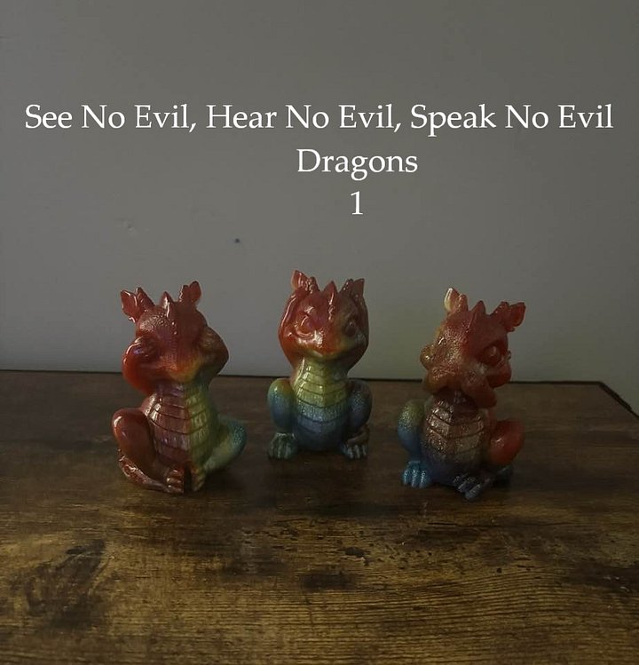 Handmade Resin Figurines – Baby Dragon, “See No Evil, Hear No Evil, Speak No Evil” Sets and More! product image (1)