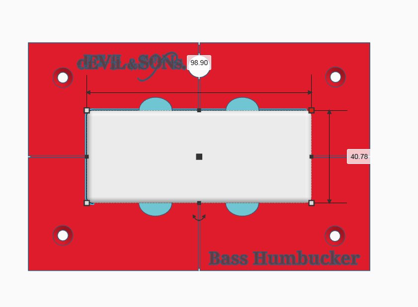 Bass Guitar Humbucker 4 Screw Pickup Routing Template (3D Print File) product image (3)