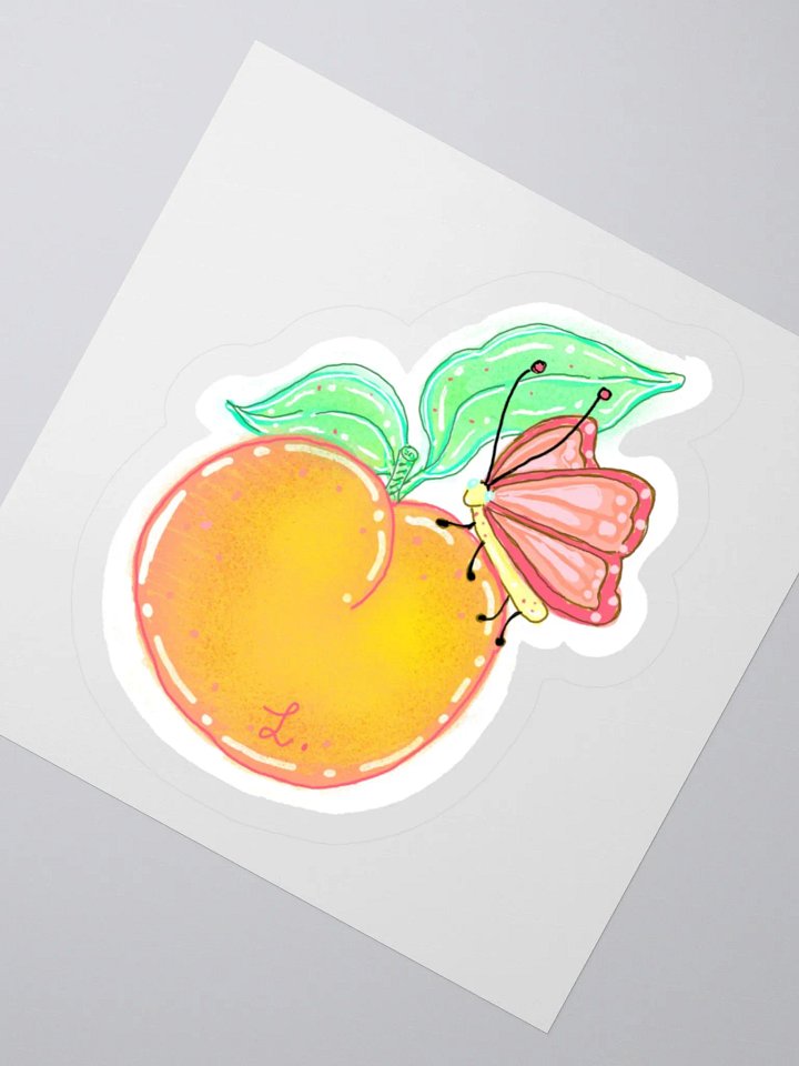 Whimsical Peach and Butterfly Sticker product image (5)