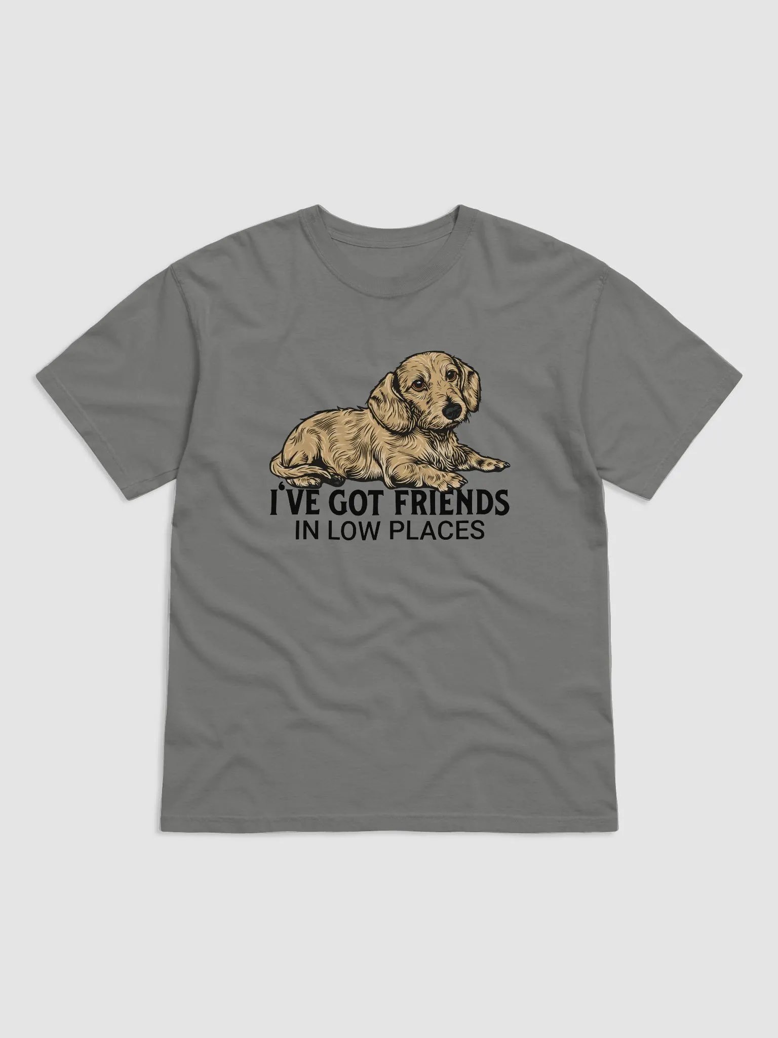 I've Got Friends in Low Places T-Shirt of a Dachshund (Wirehaired Fawn) | Funny T-Shirt for Wiener and Doxie Paw-rents product image (1)